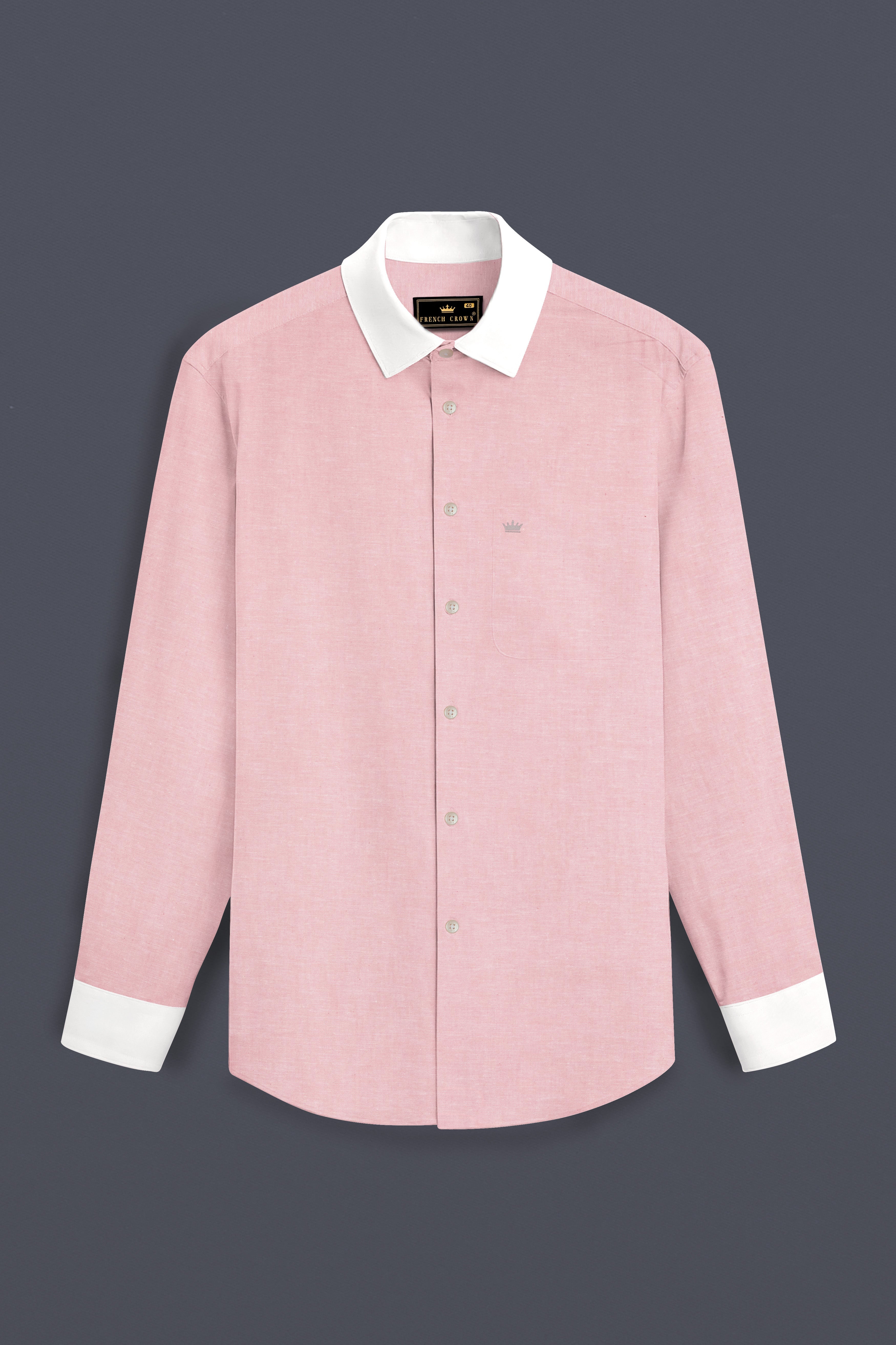 Mandys Pink Solid Oxford Premium Cotton Shirt