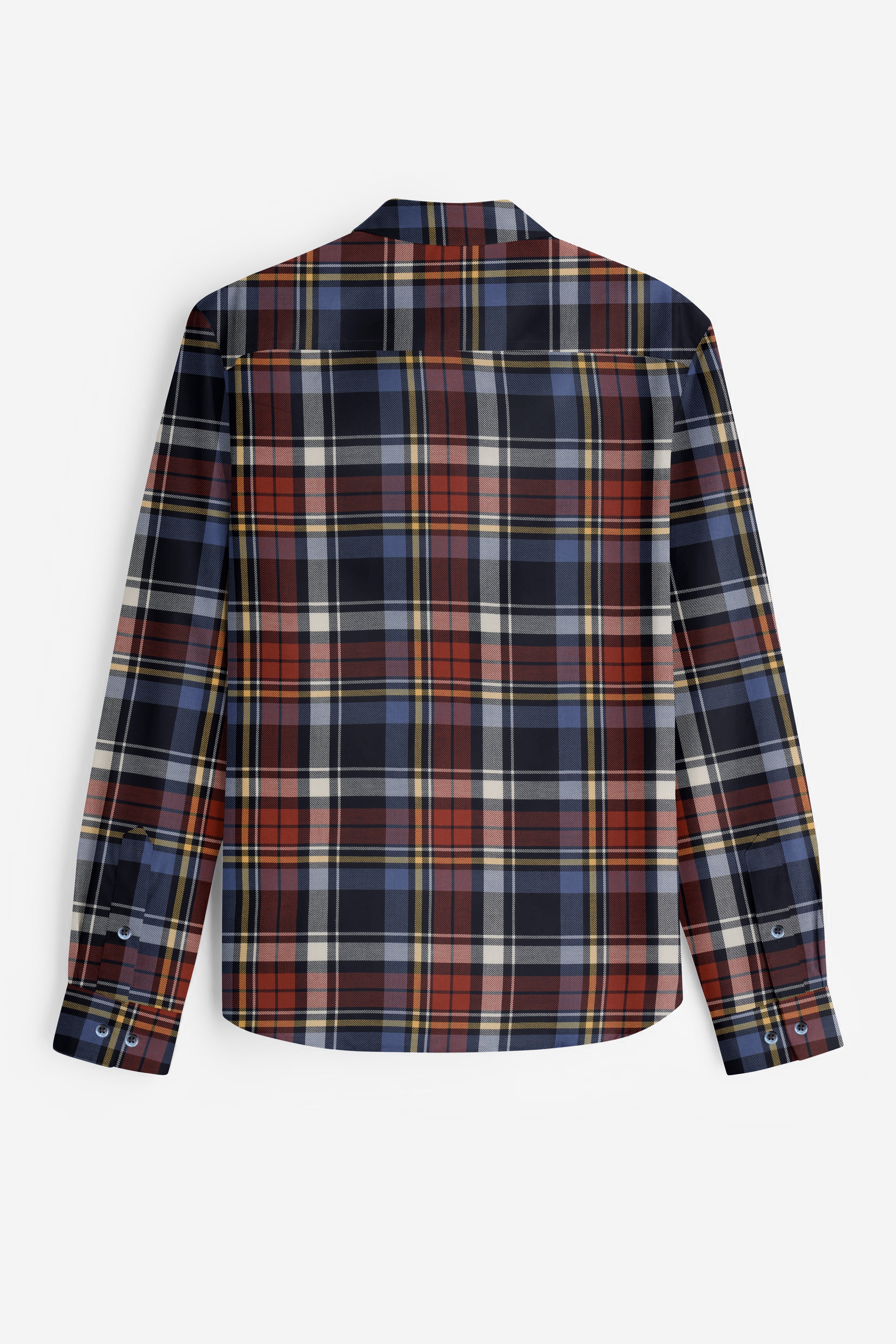 Vivid Red And Fiord Blue Plaid Heavyweight Twill Premium Cotton Shirt