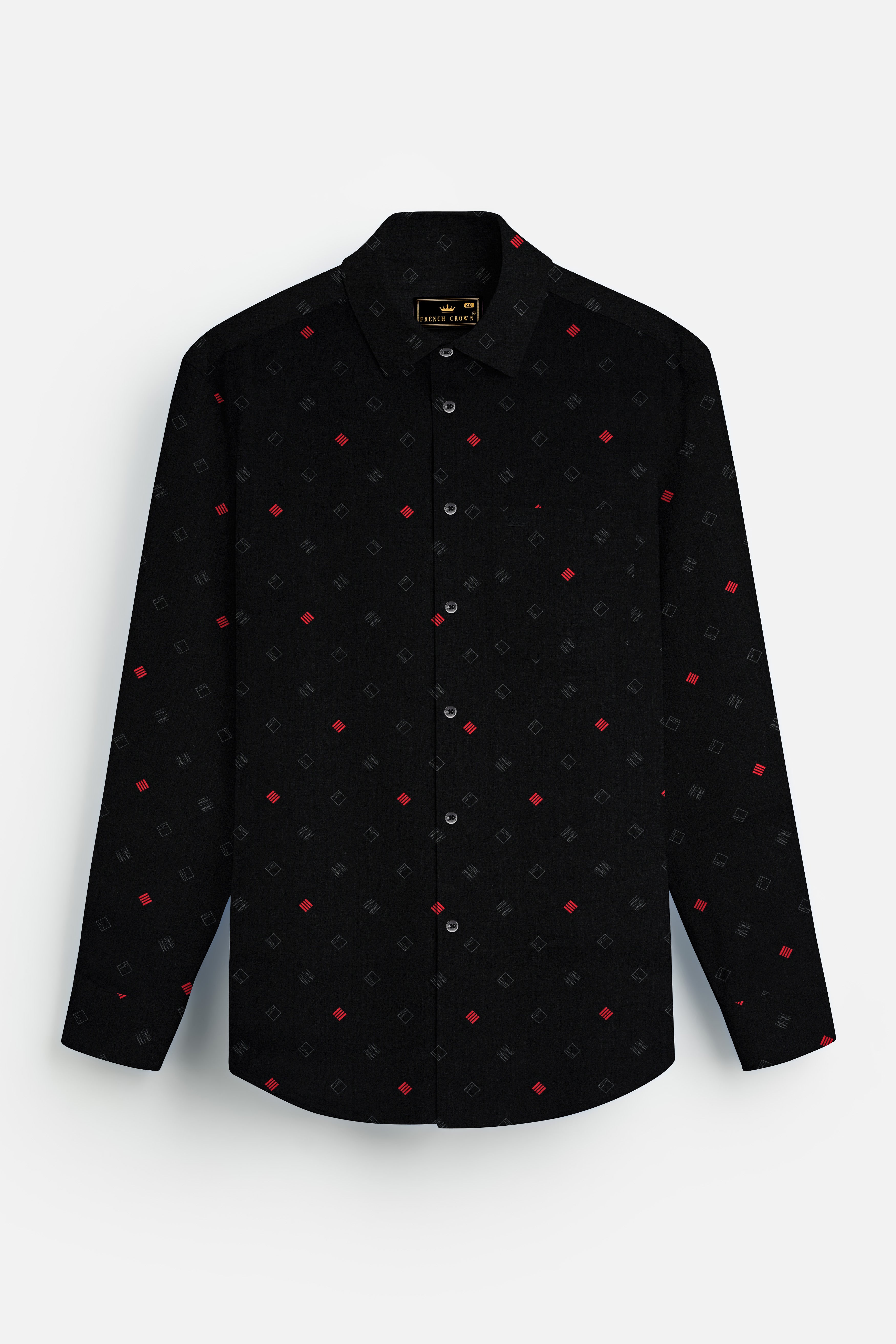 Jade Black Formal Prints Premium Cotton Shirt For Men