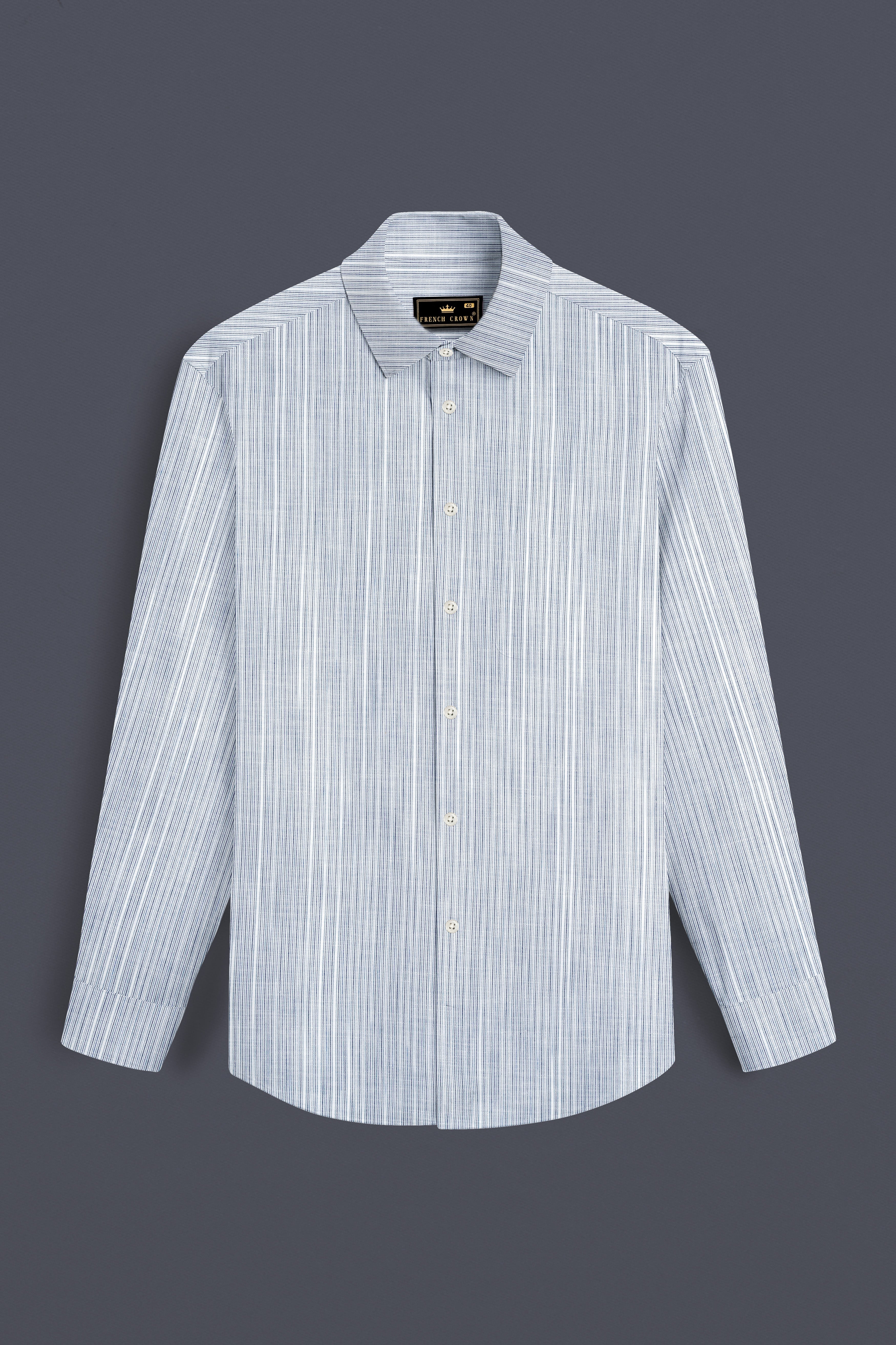 Haze Blue Striped Dobby Textured Premium Giza Cotton Shirt