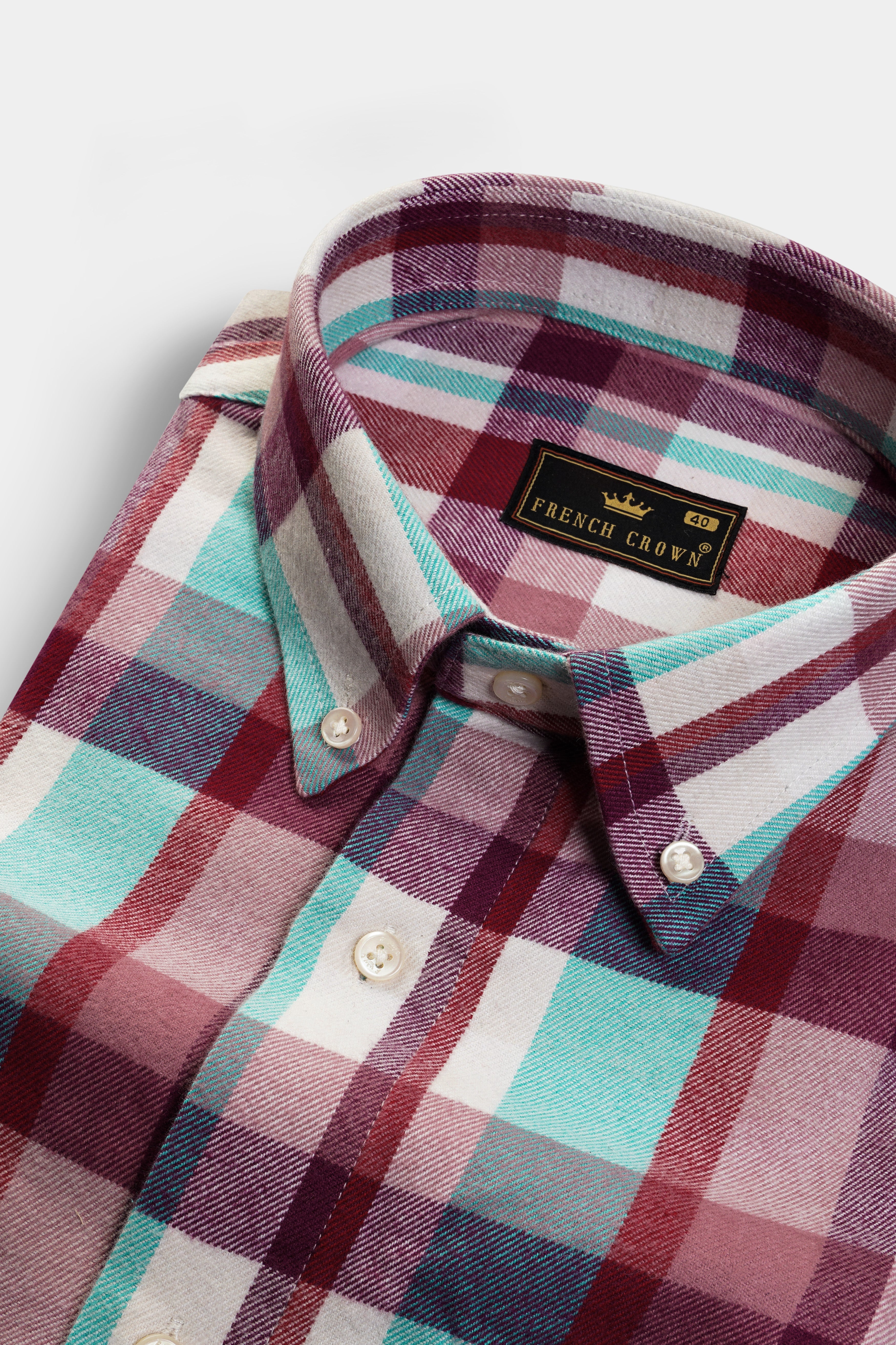 Rosy Finch And Tradewind Blue Plaid Heavyweight Flannel Cotton Shirt