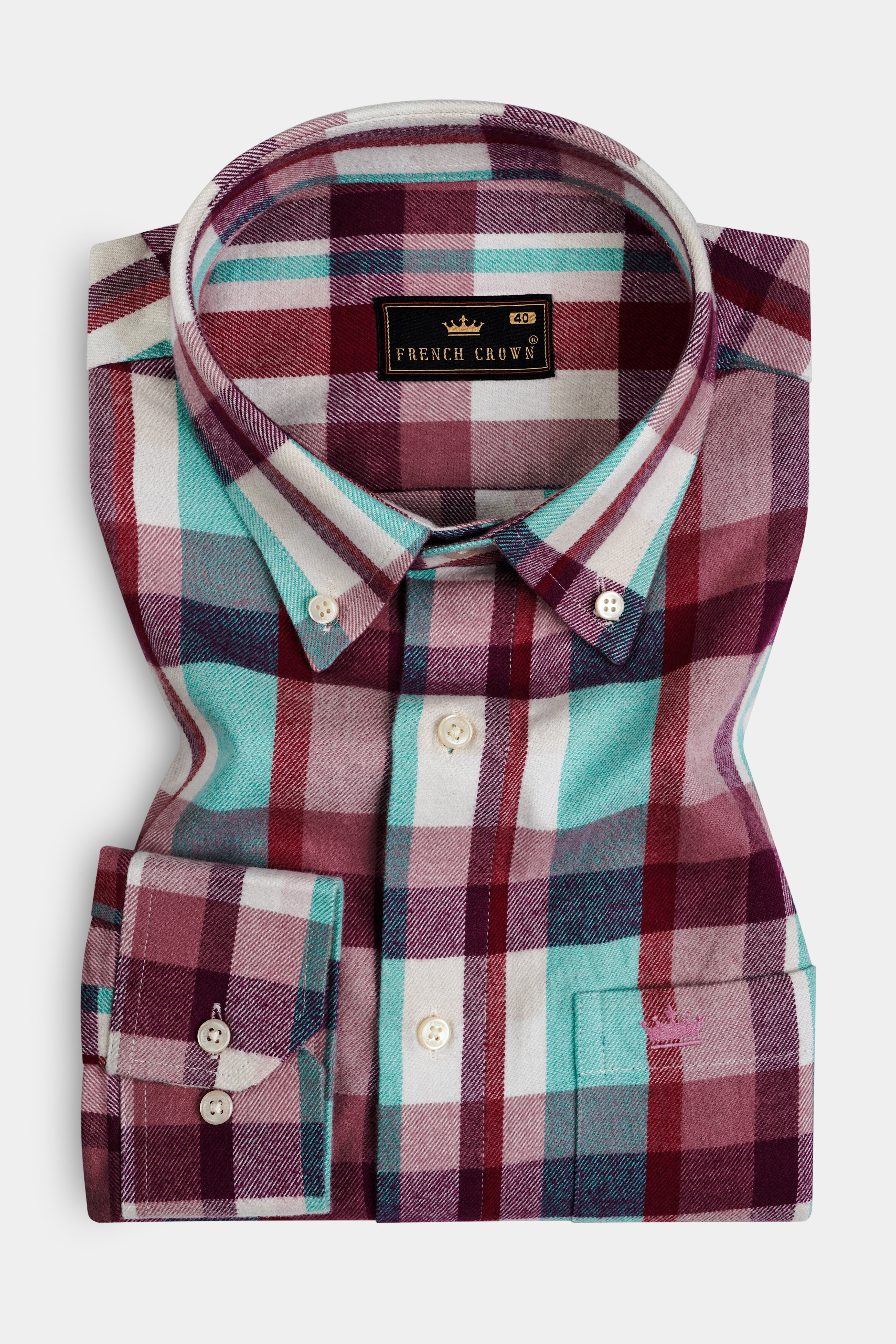 Rosy Finch And Tradewind Blue Plaid Heavyweight Flannel Cotton Shirt