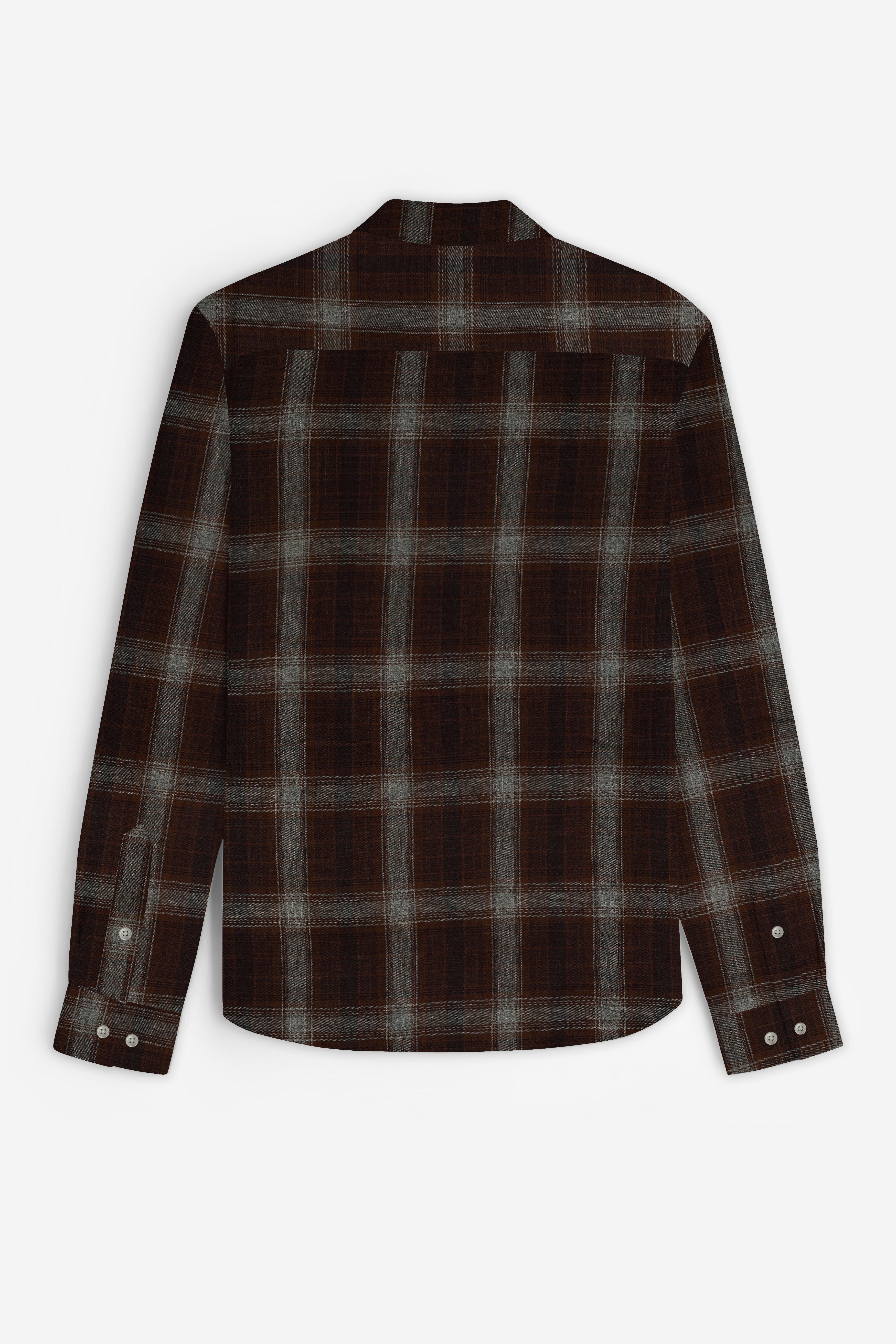 Eclipse Brown Plaid Premium Giza Cotton Shirt