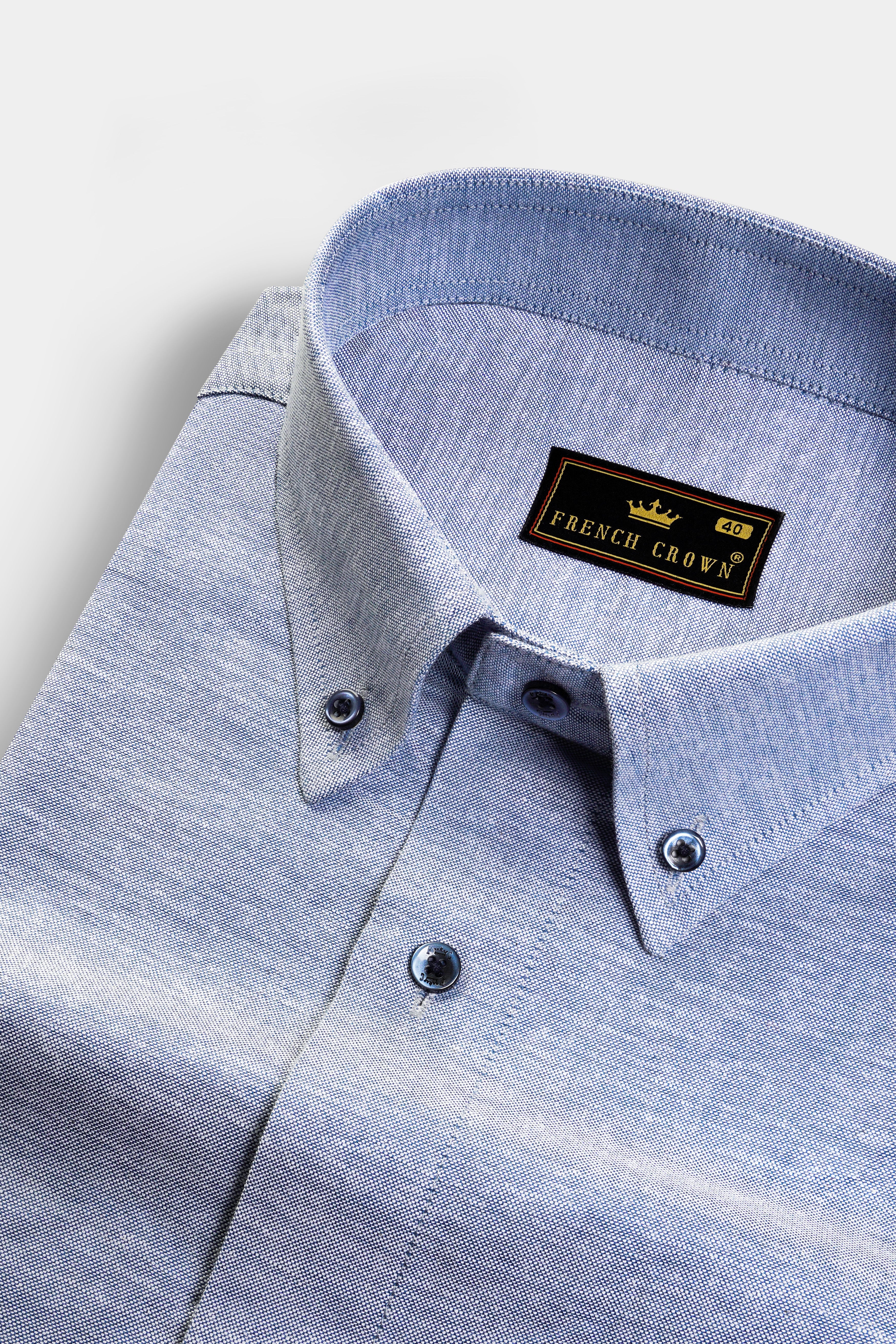 Raven Blue Textured Oxford Premium Cotton Shirt