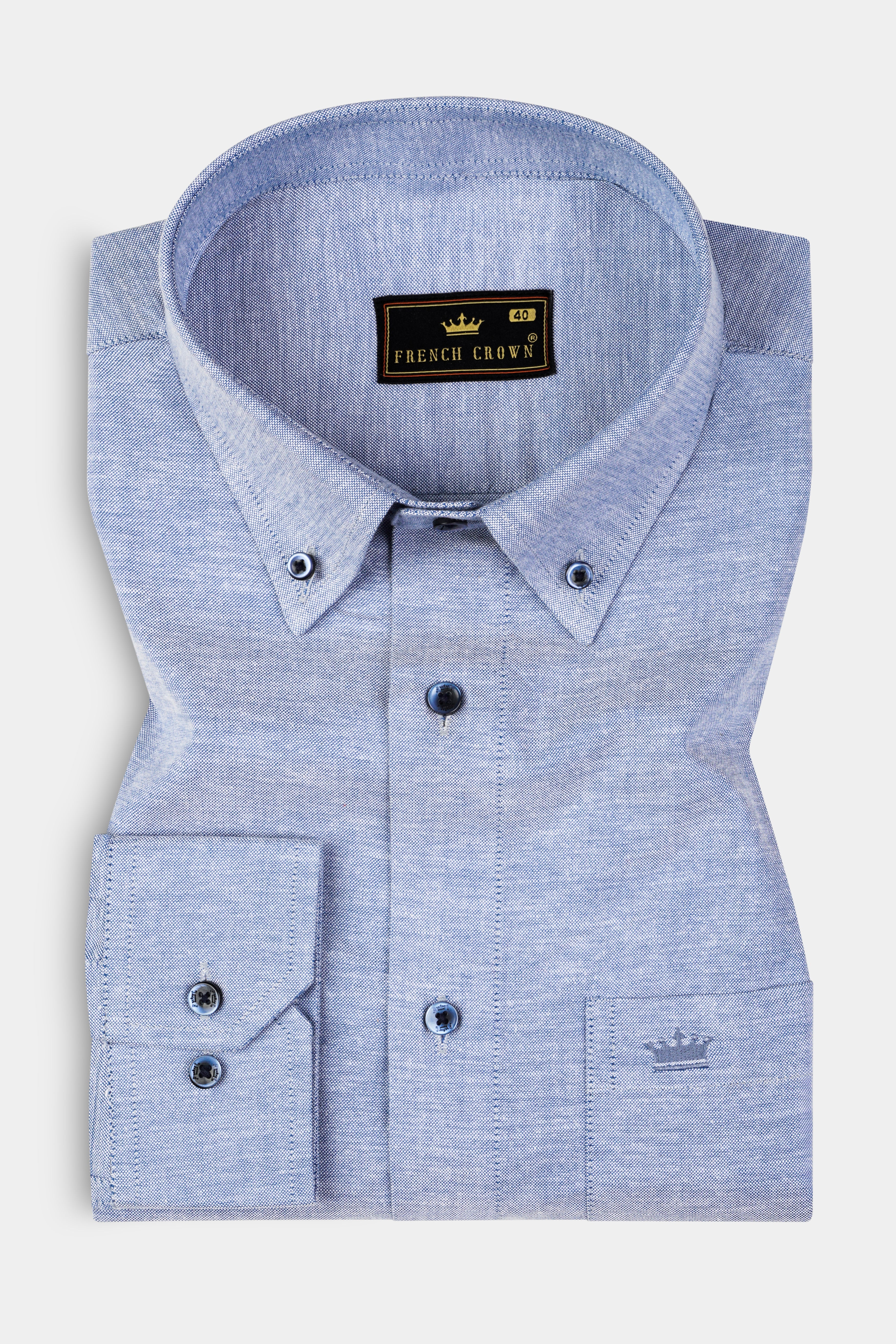 Raven Blue Textured Oxford Premium Cotton Shirt