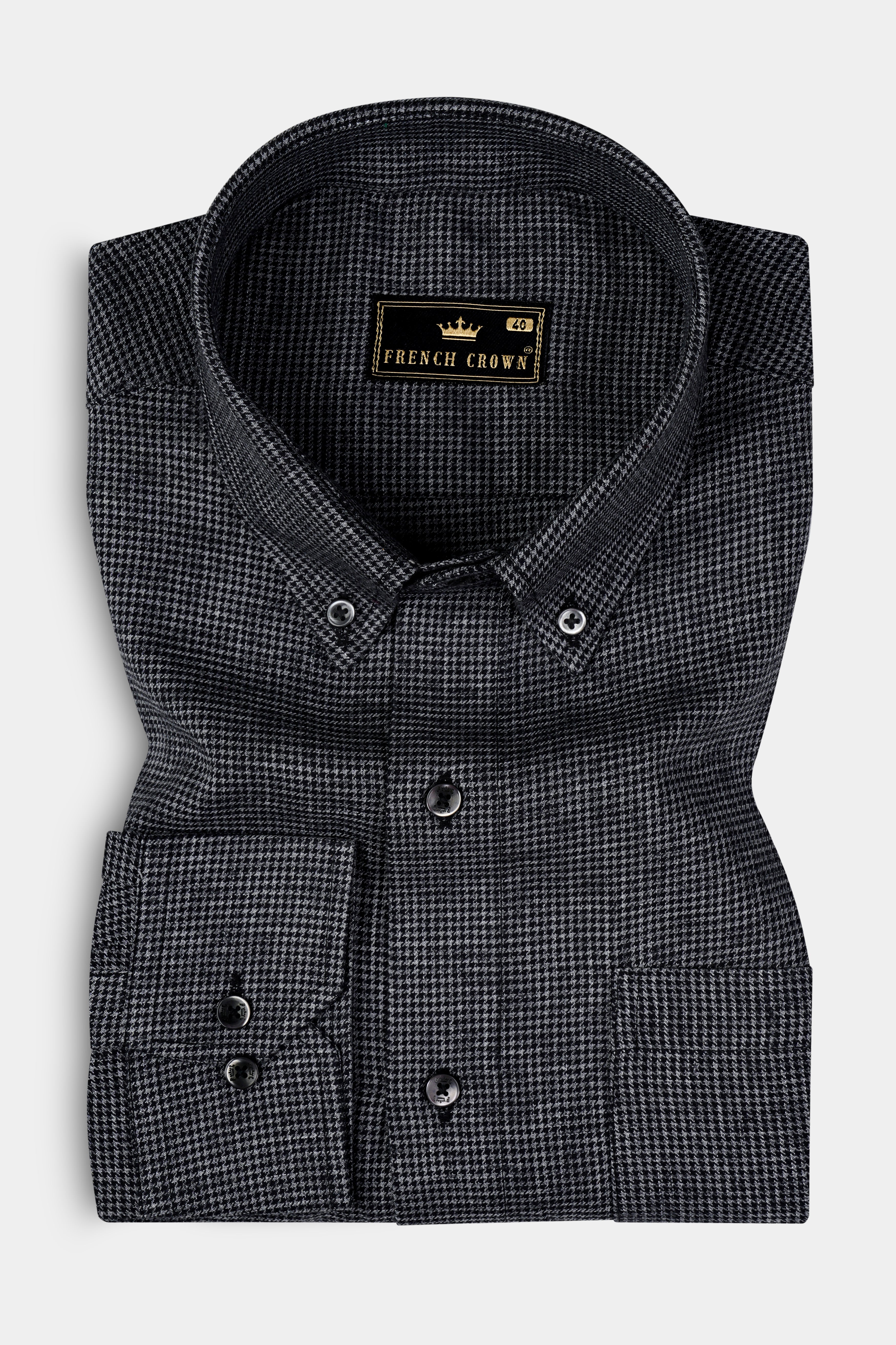 Scarpa Black Houndstooth Premium Cotton Shirt