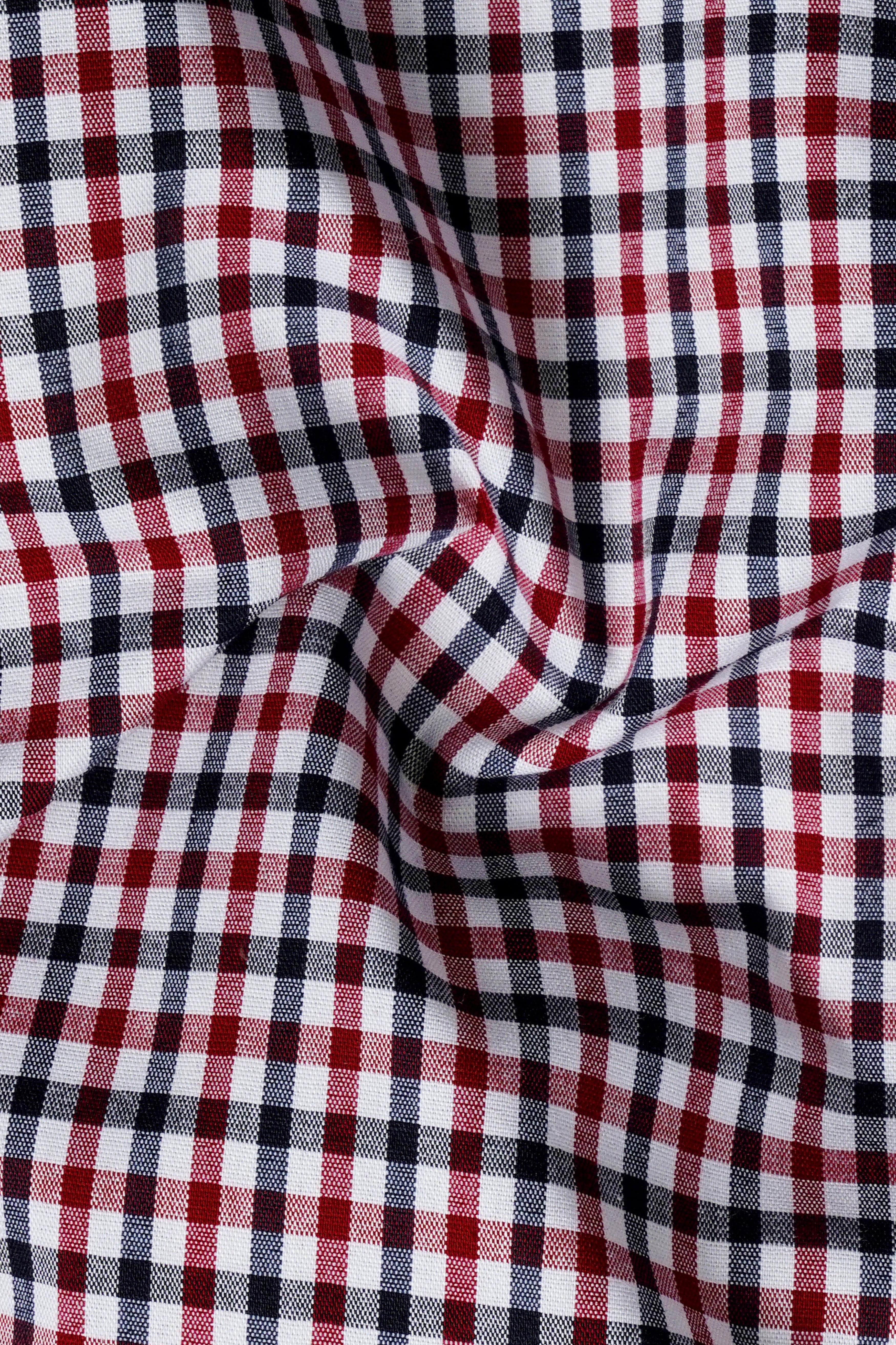 Venetian Red And Vulcan Blue Gingham Checked Premium Cotton Shirt