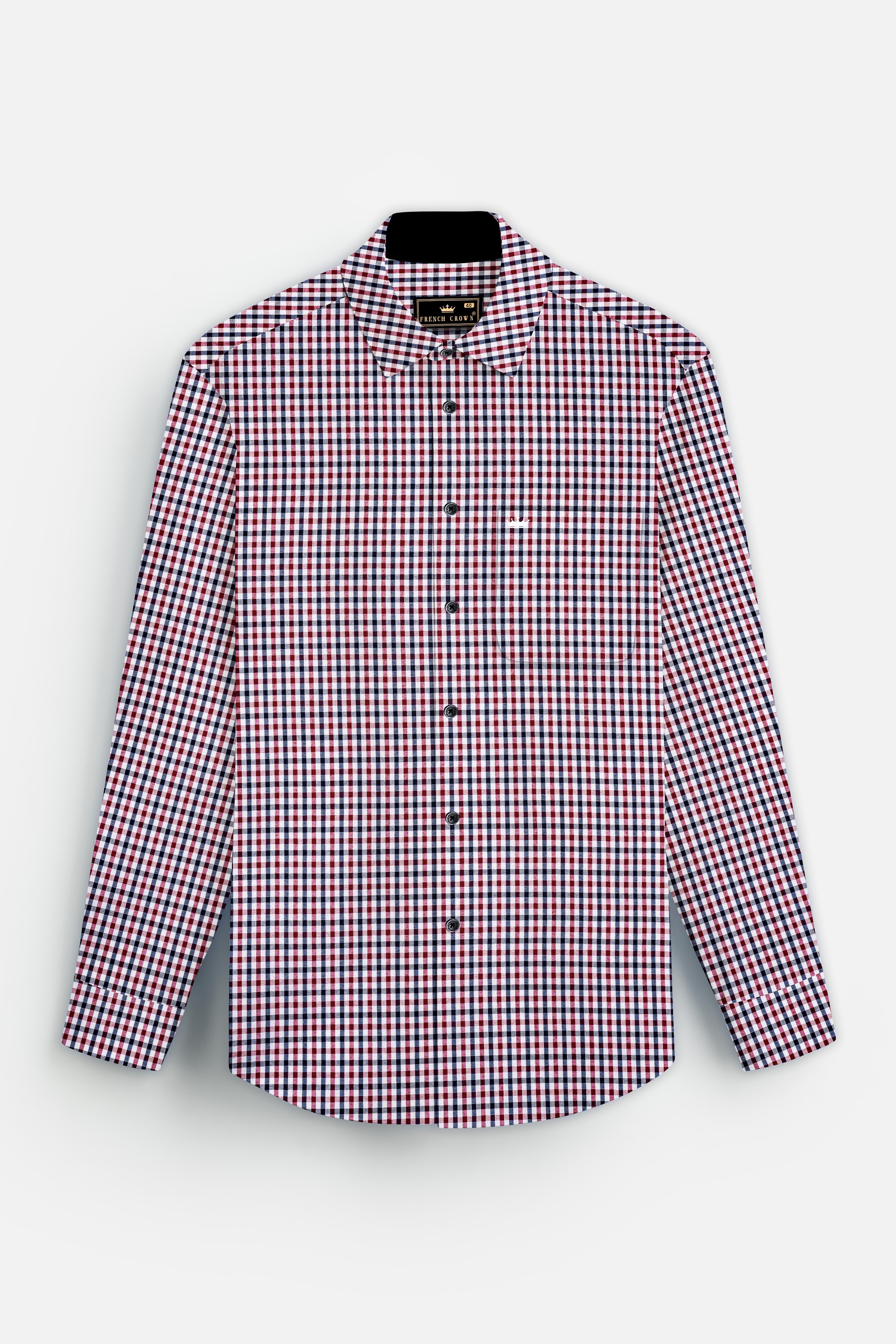 Venetian Red And Vulcan Blue Gingham Checked Premium Cotton Shirt