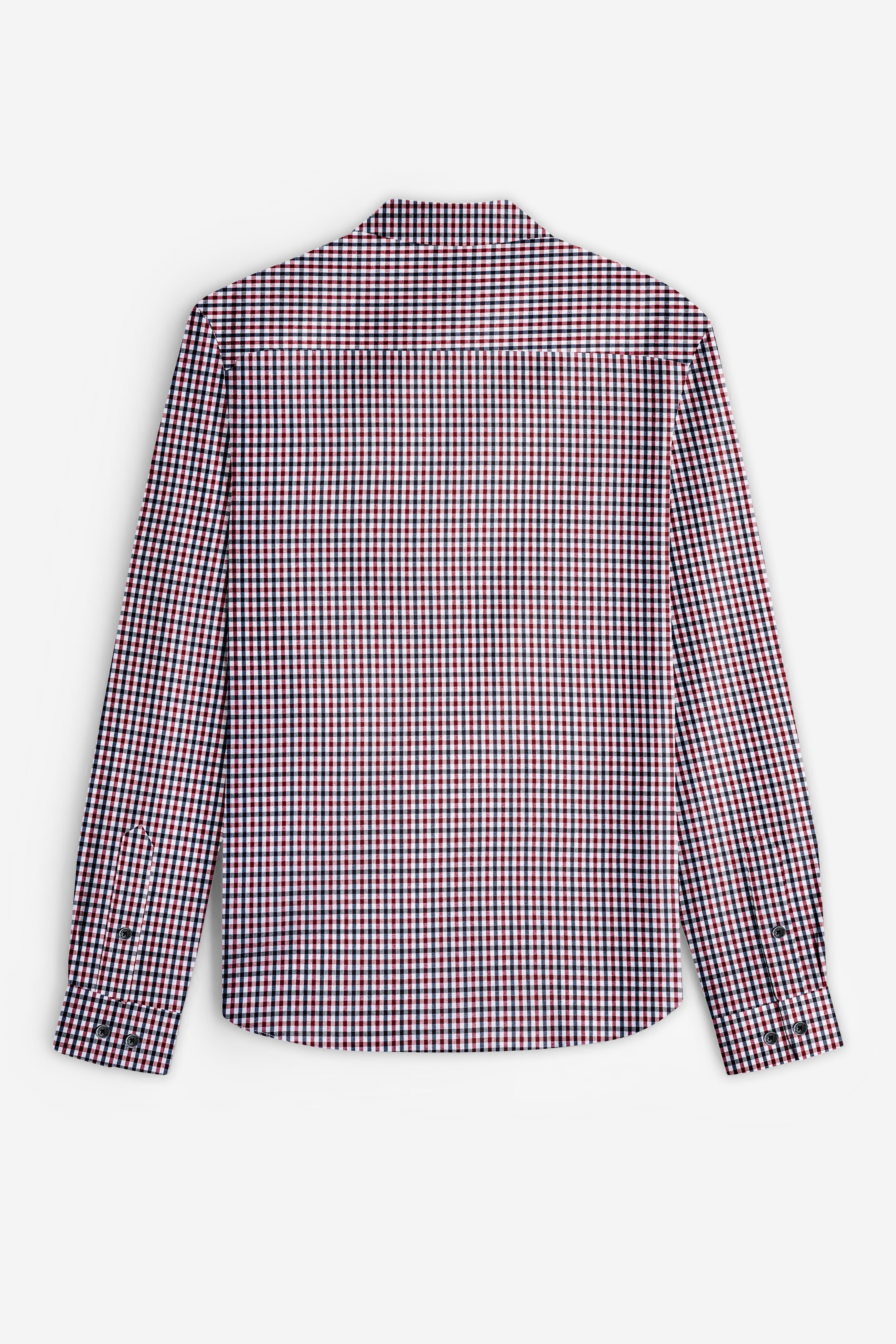 Venetian Red And Vulcan Blue Gingham Checked Premium Cotton Shirt