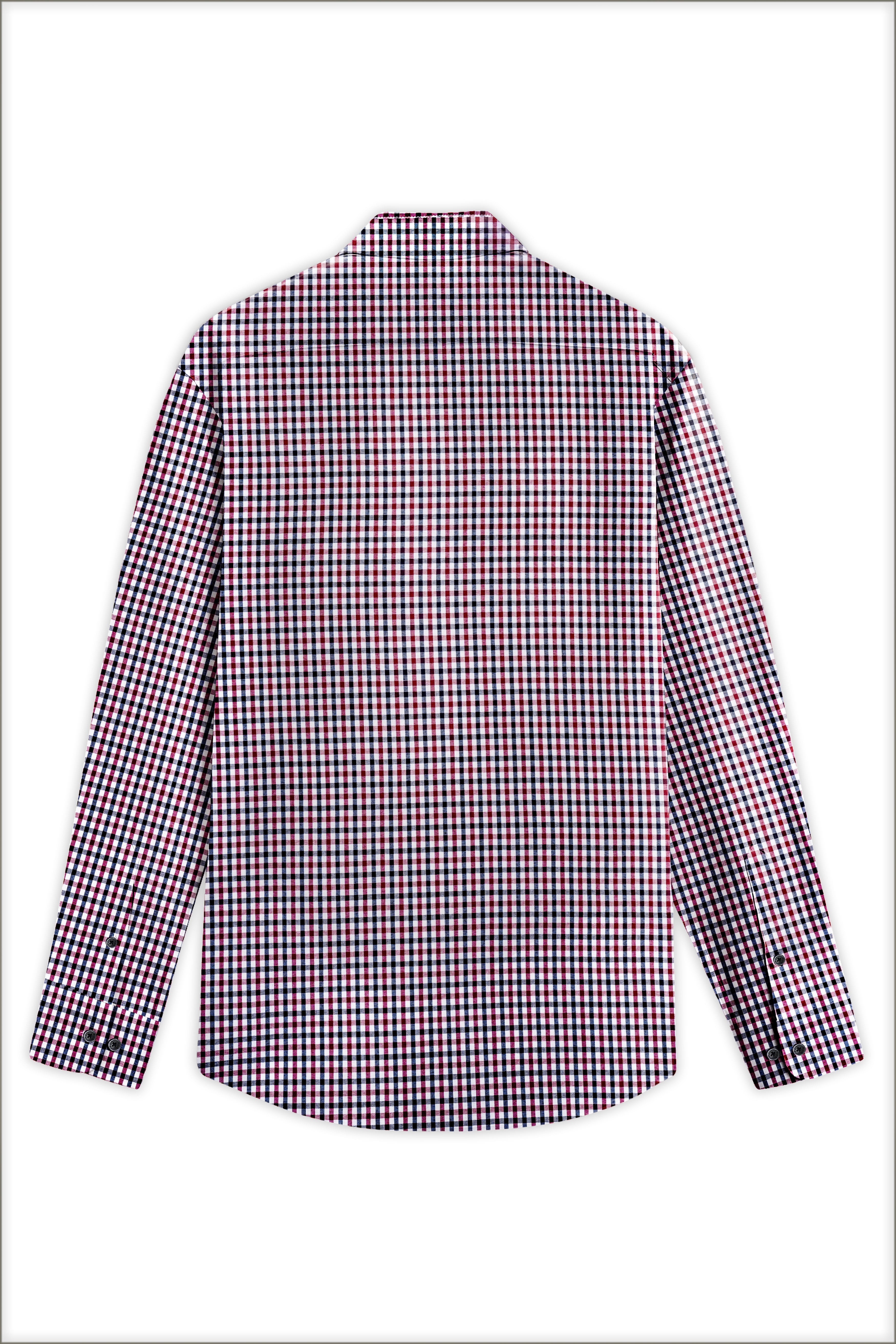 Venetian Red And Vulcan Blue Gingham Checked Premium Cotton Shirt