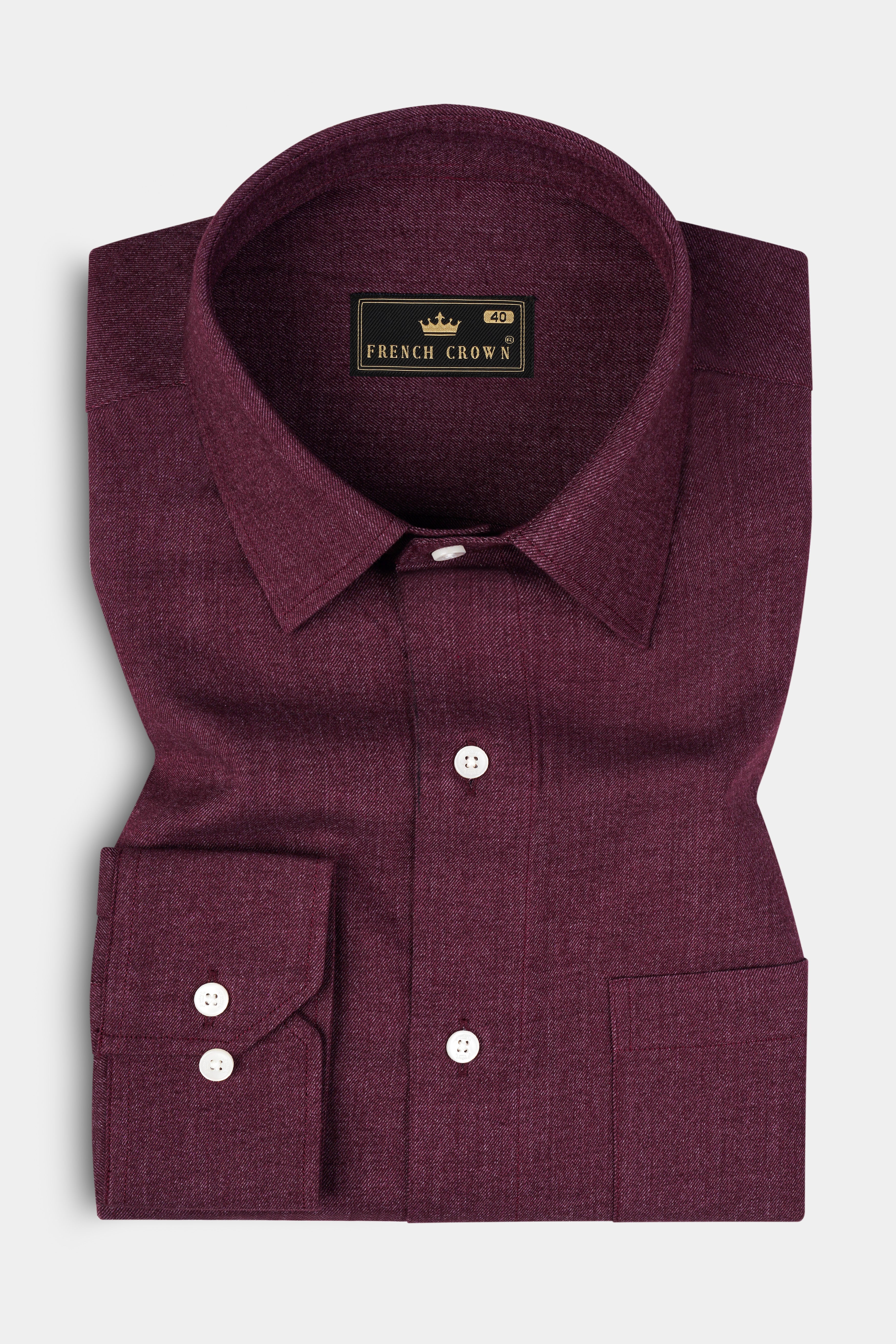 Russett Maroon Textured Flannel Cotton Shirt