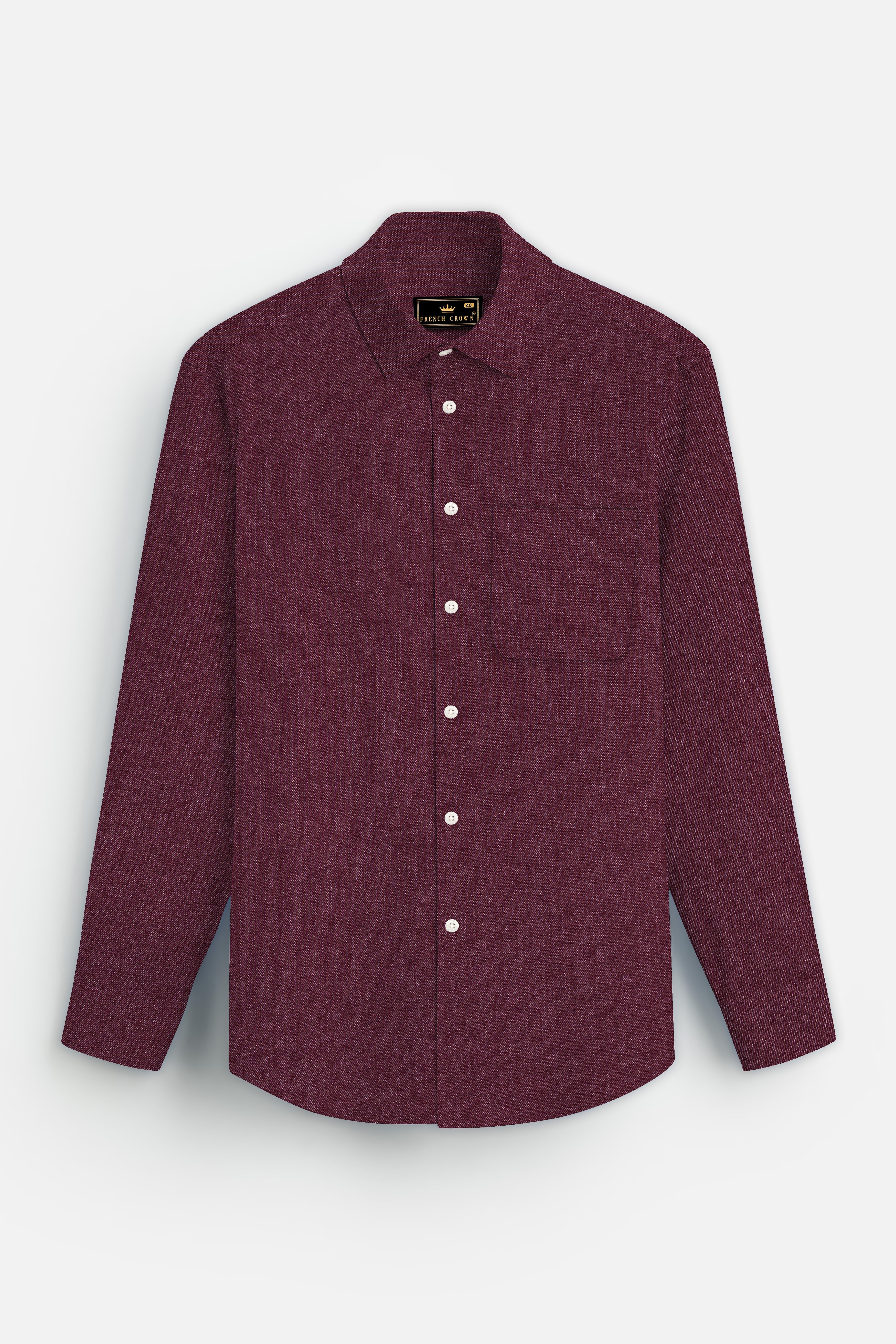 Russett Maroon Textured Flannel Cotton Shirt