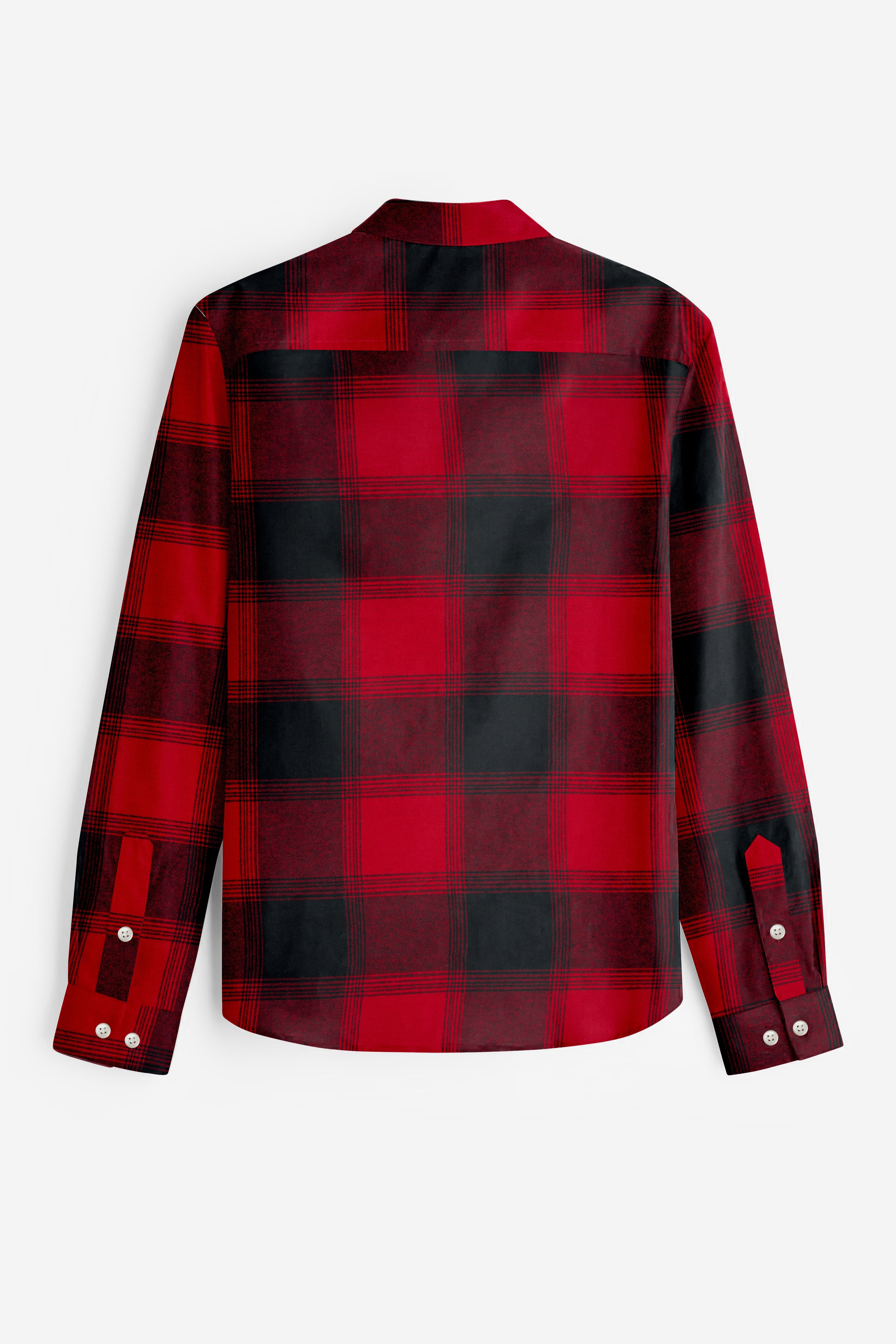 Monza Red And Jade Black Plaid Heavyweight Flannel Cotton Shirt