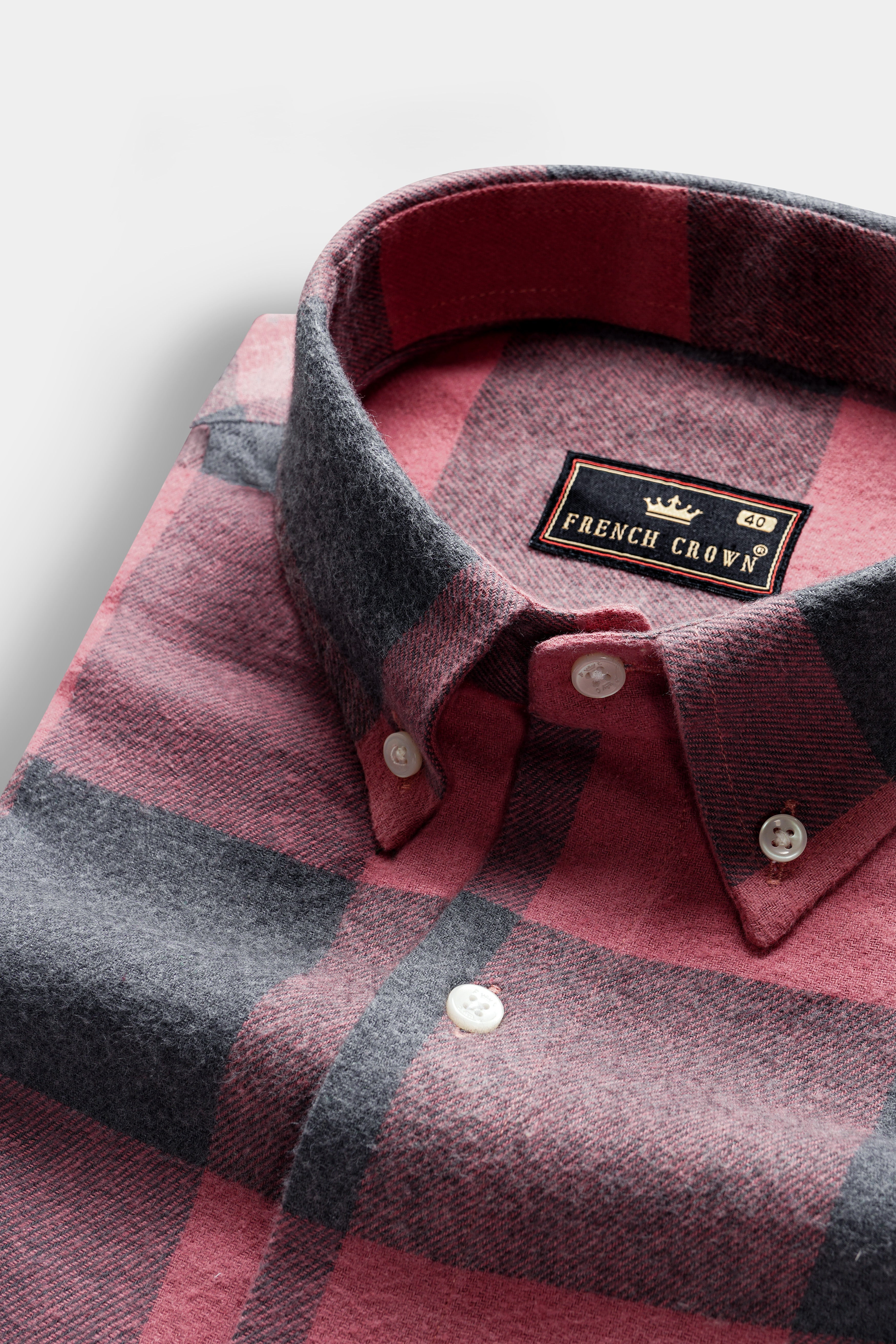 Contessa Pink And Vampire Gray Heavyweight Flannel Cotton Shirt