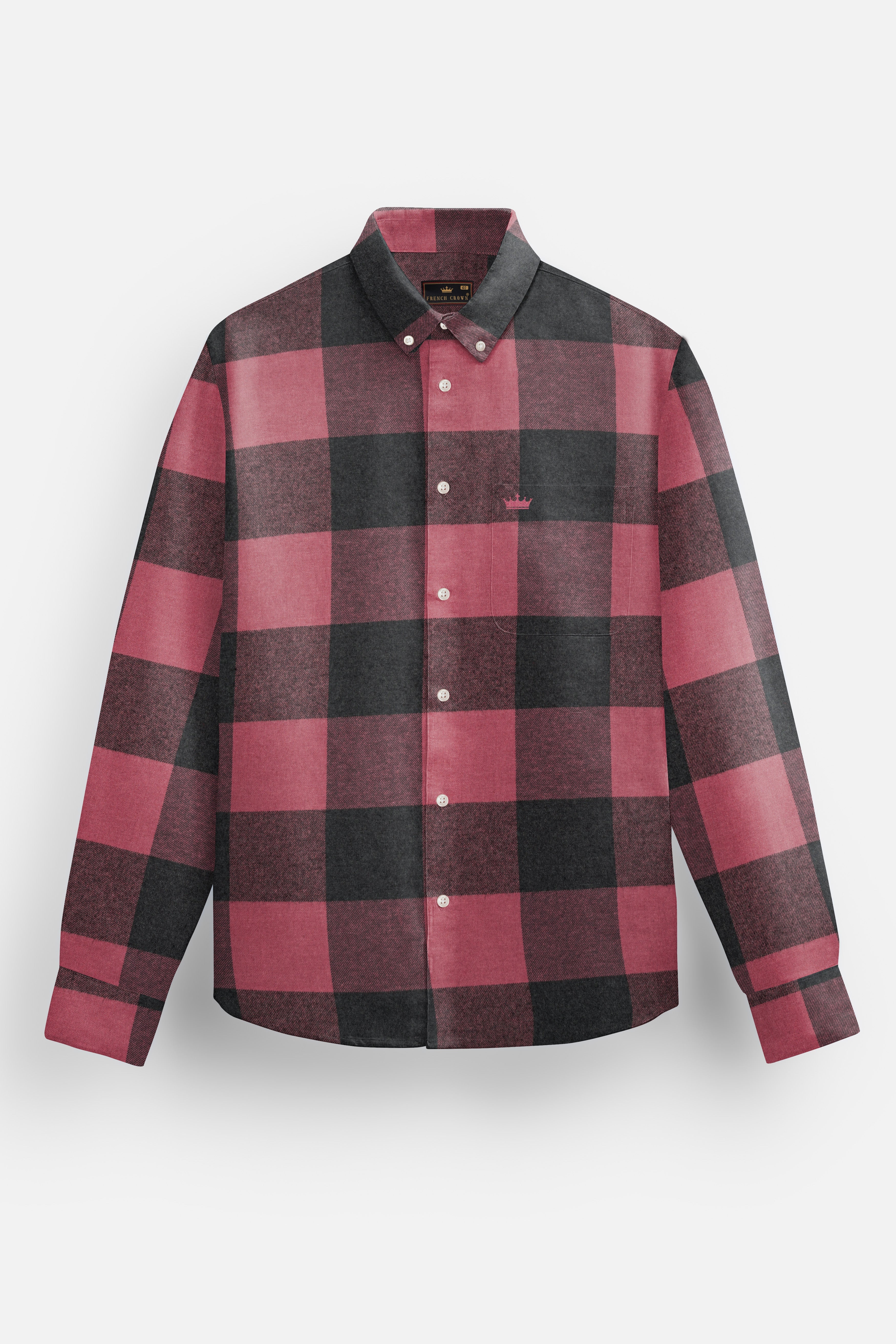 Contessa Pink And Vampire Gray Heavyweight Flannel Cotton Shirt