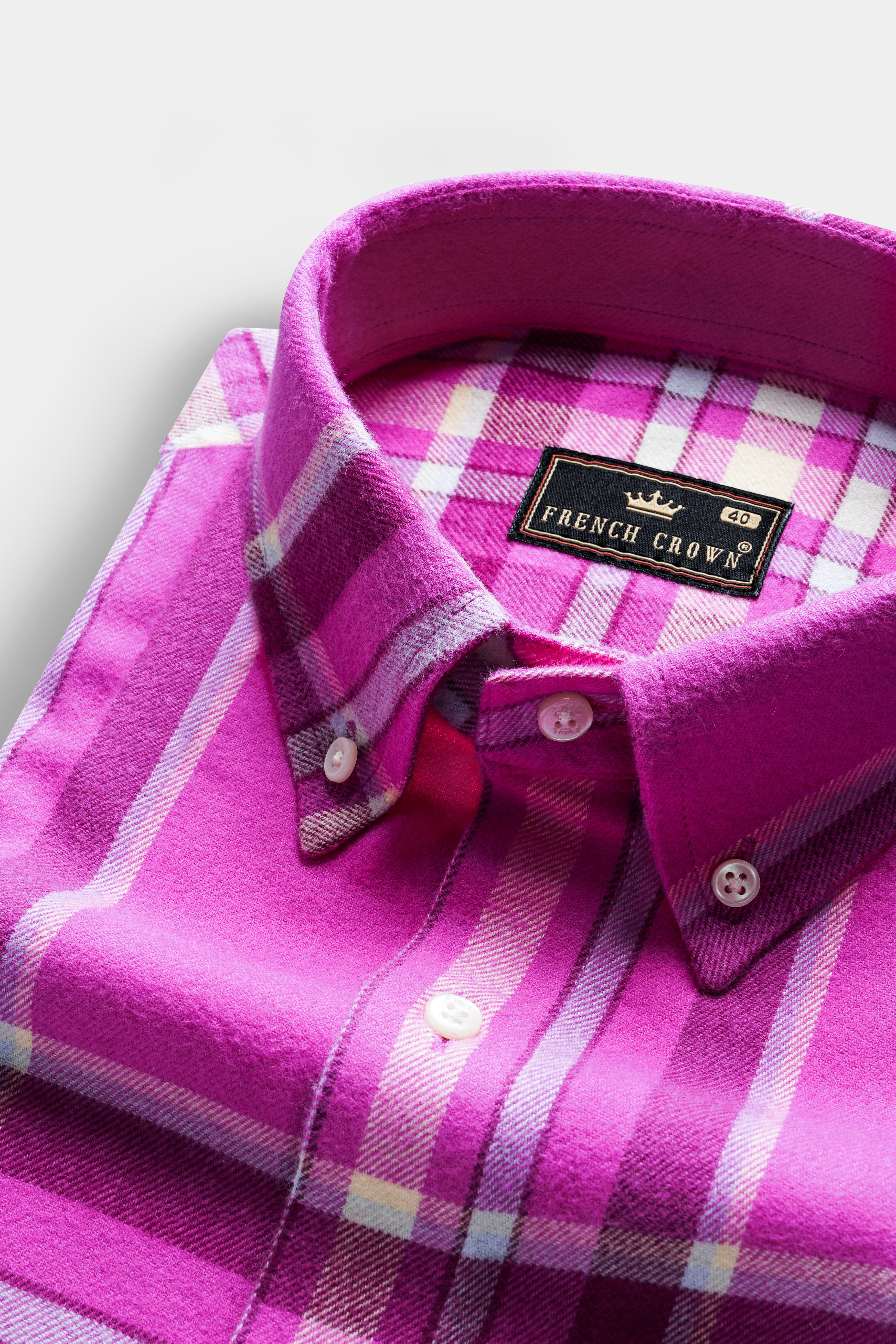 Camelot Pink Plaid Flannel Cotton Shirt