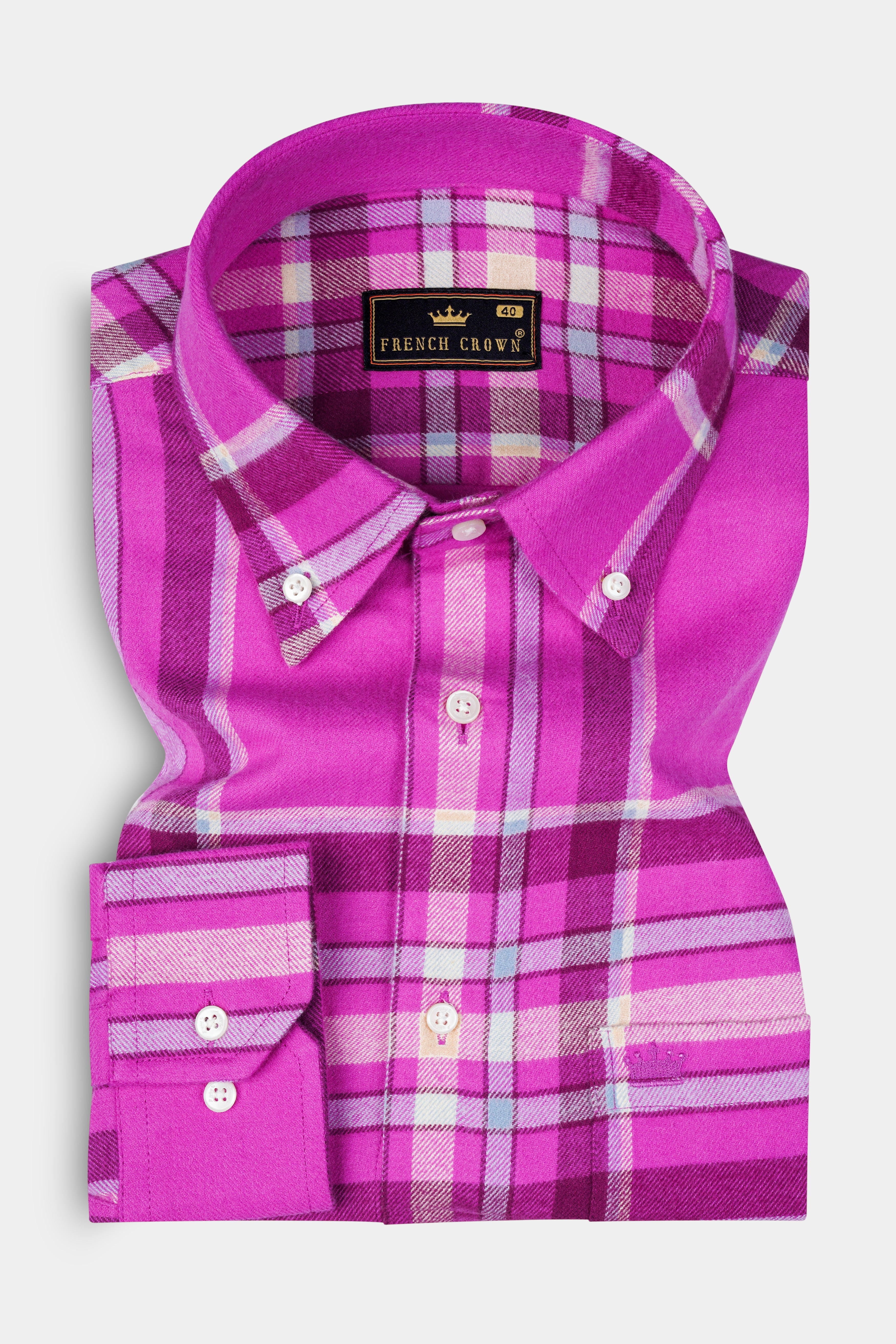 Camelot Pink Plaid Flannel Cotton Shirt