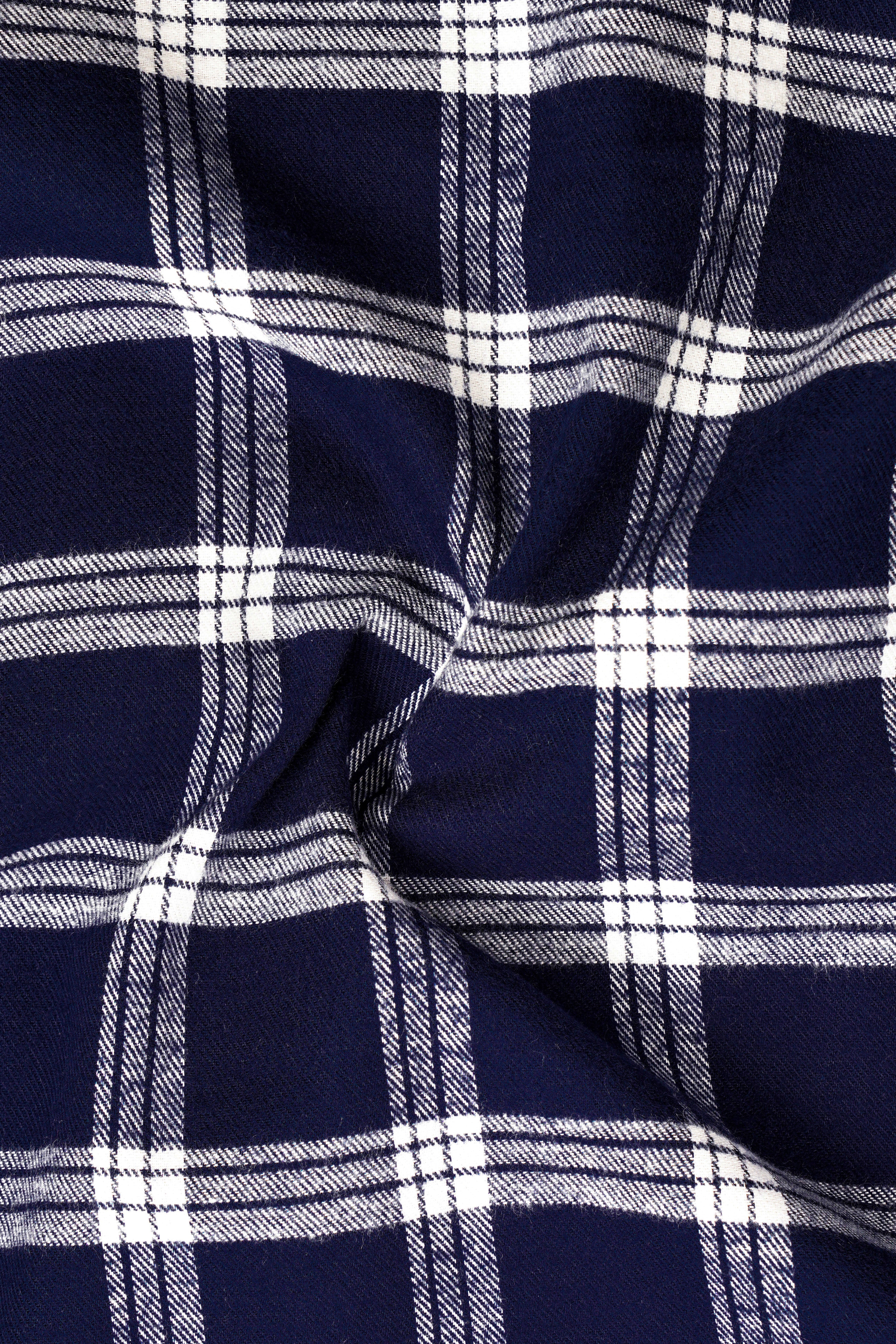 Fiord Blue And Bright White Plaid Flannel Premium Cotton Designer Overshirt/shacket