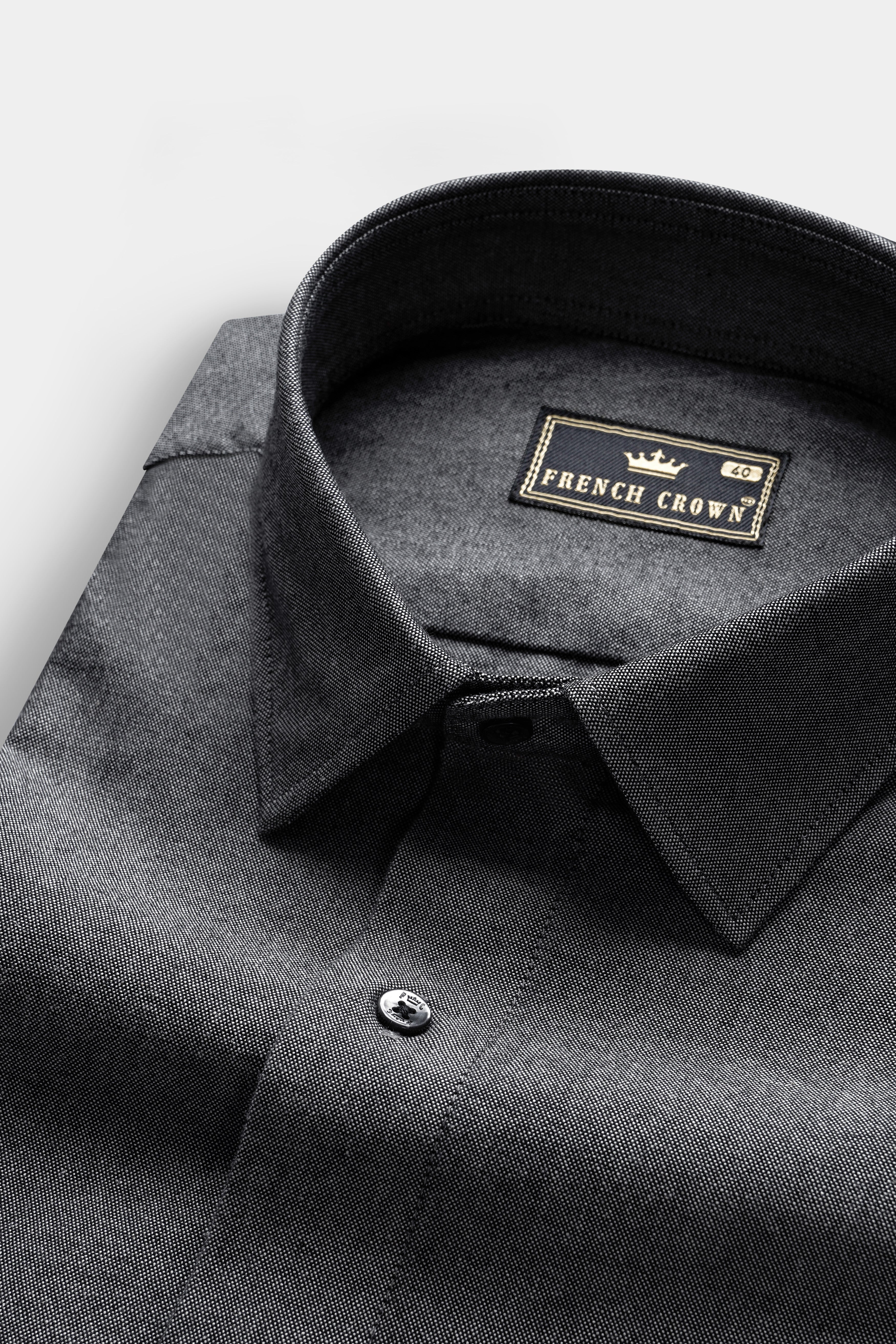 Charcoal Gray Textured Royal Oxford Premium Cotton Shirt