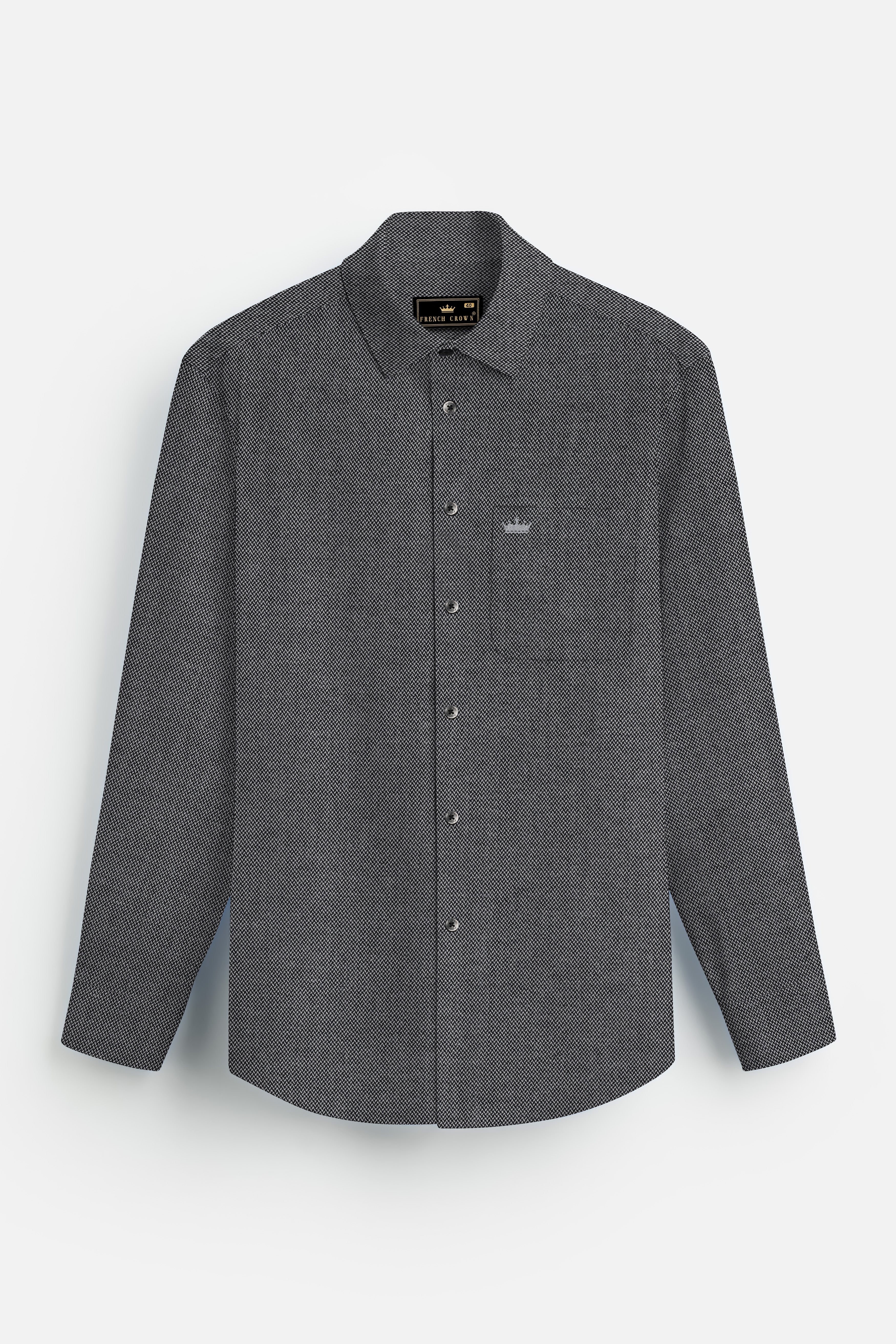 Charcoal Gray Textured Royal Oxford Premium Cotton Shirt