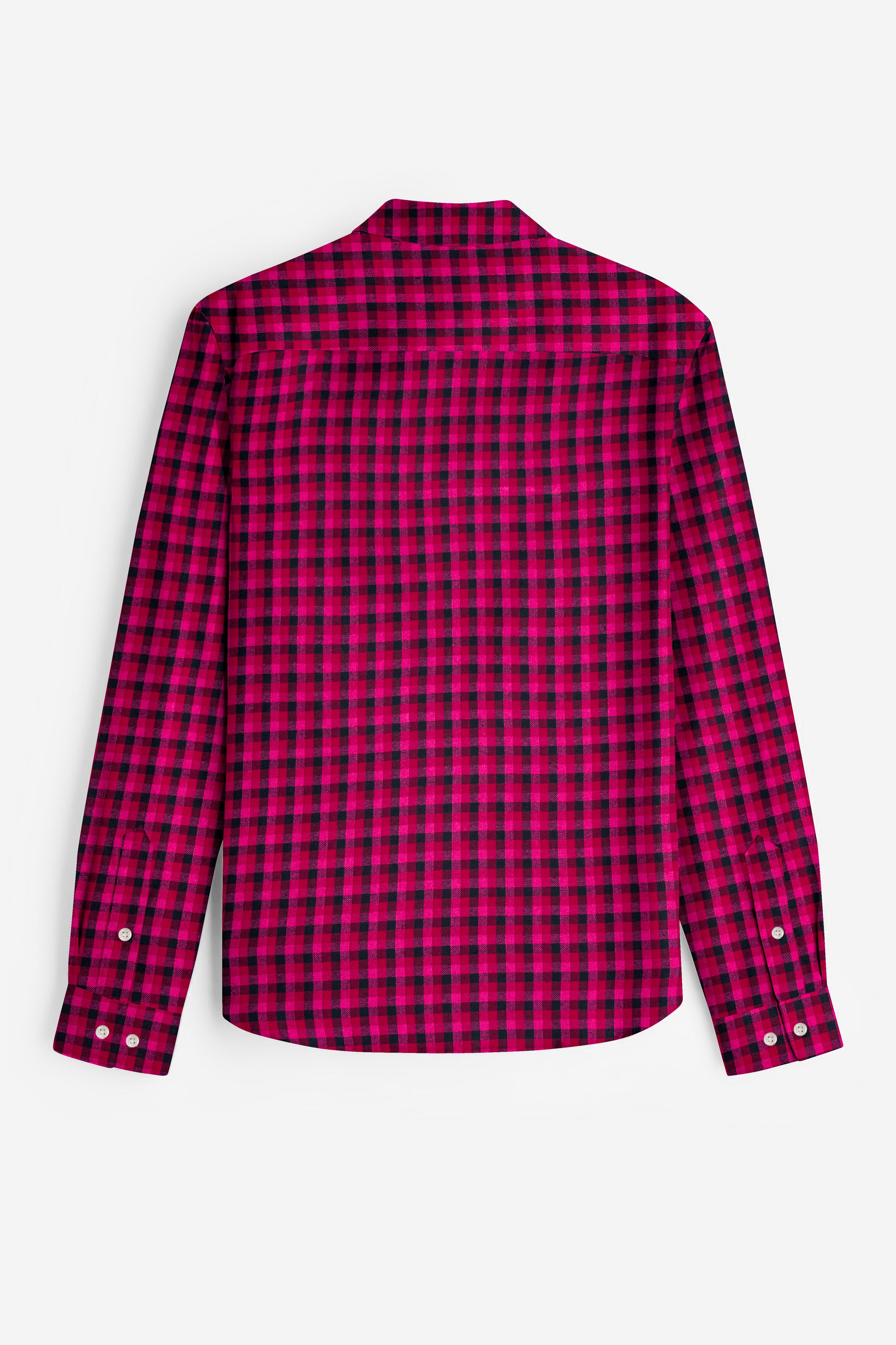 Raspberry Pink And Vulcan Black Plaid Flannel Premium Cotton Shirt