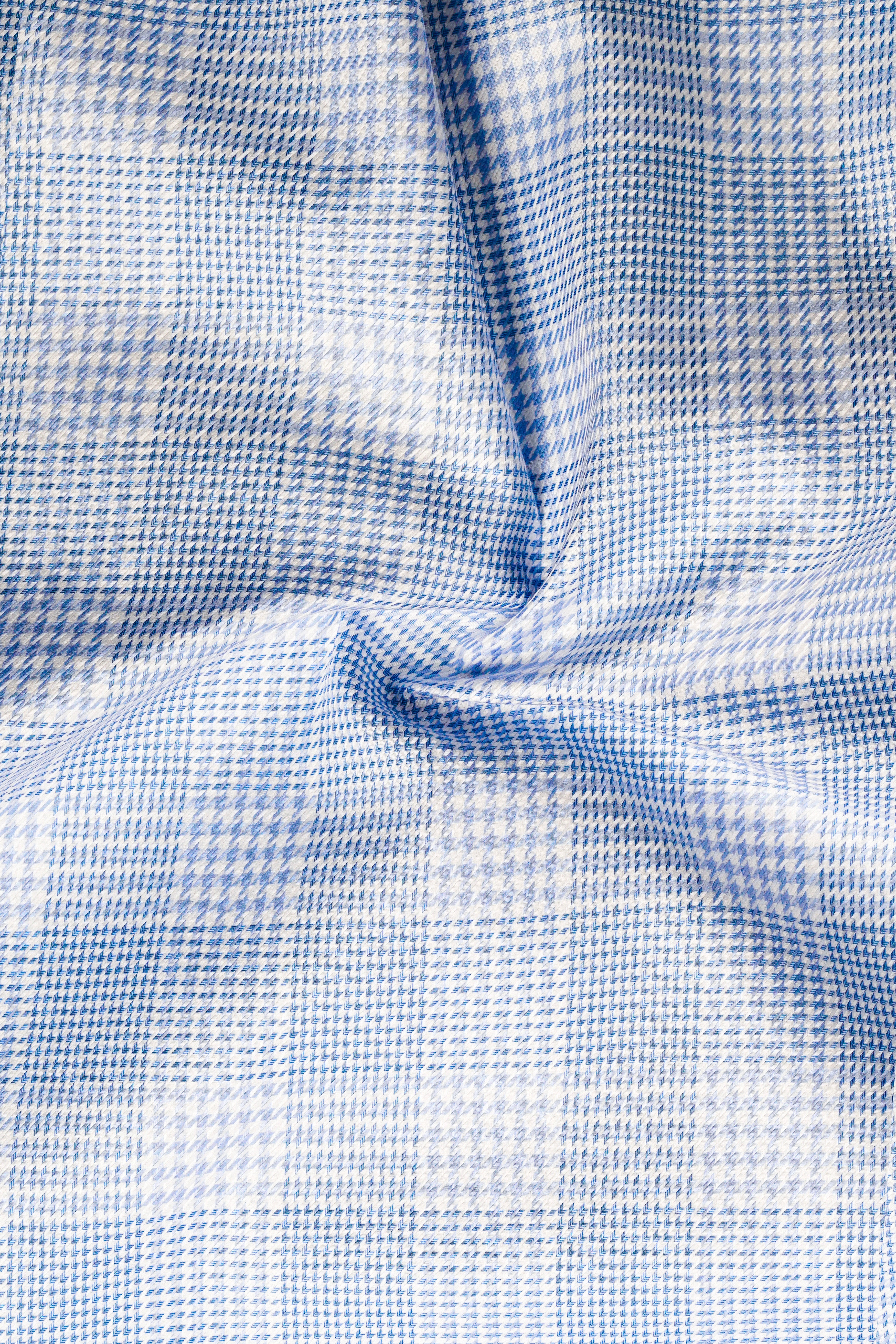 Flyway Blue Plaid Jacquard Textured Premium Cotton Shirt