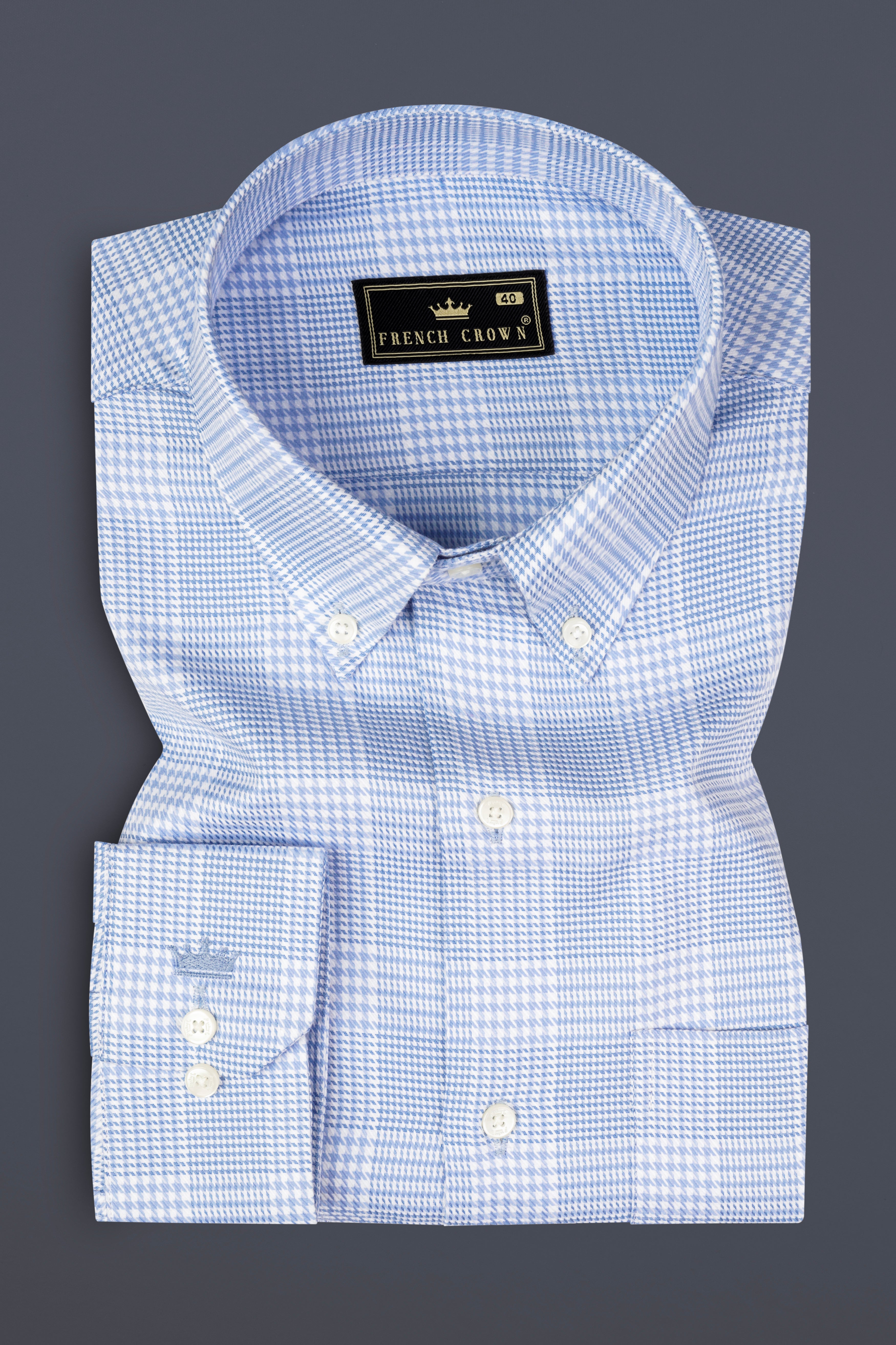 Flyway Blue Plaid Jacquard Textured Premium Cotton Shirt