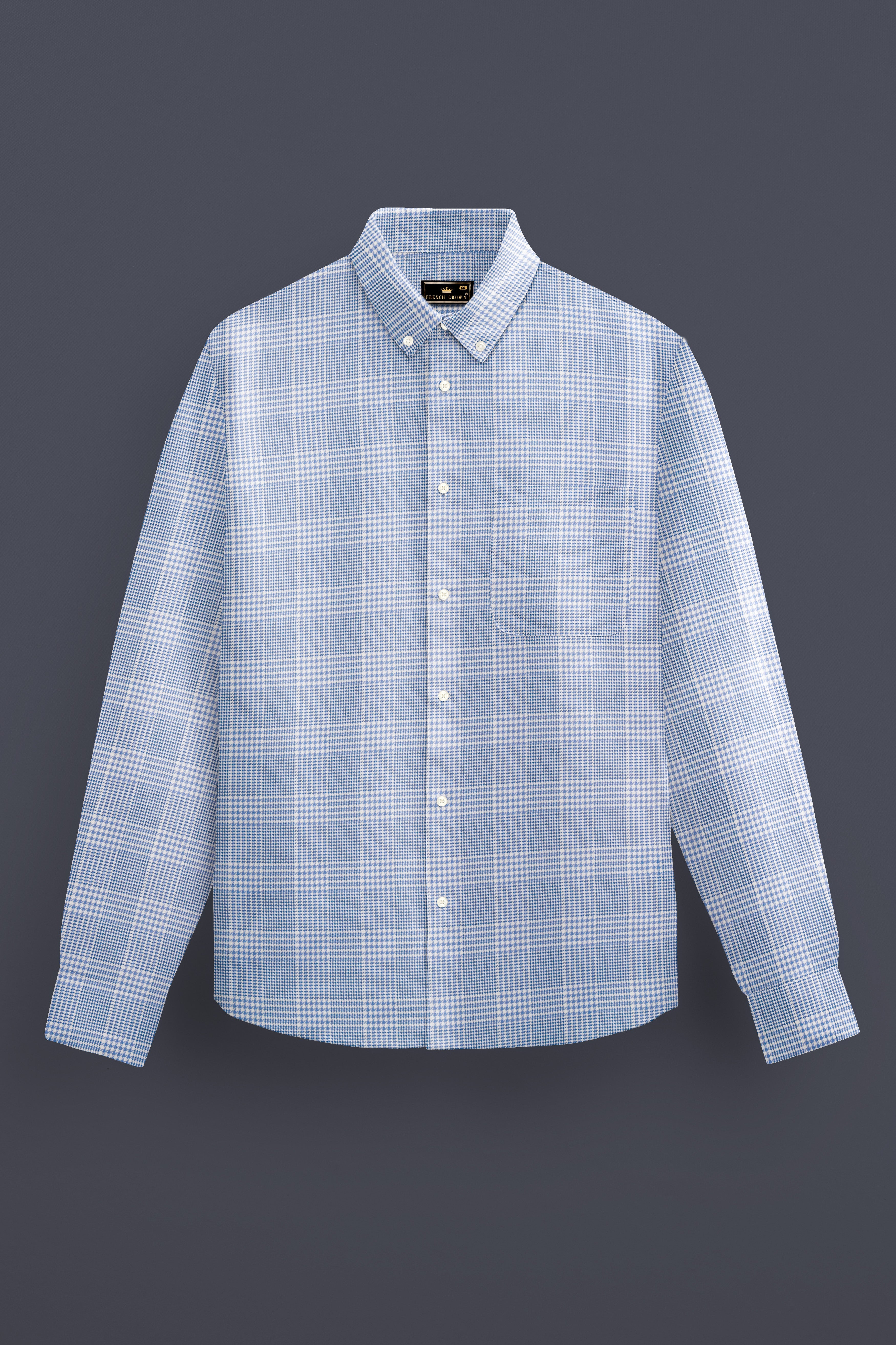 Flyway Blue Plaid Jacquard Textured Premium Cotton Shirt