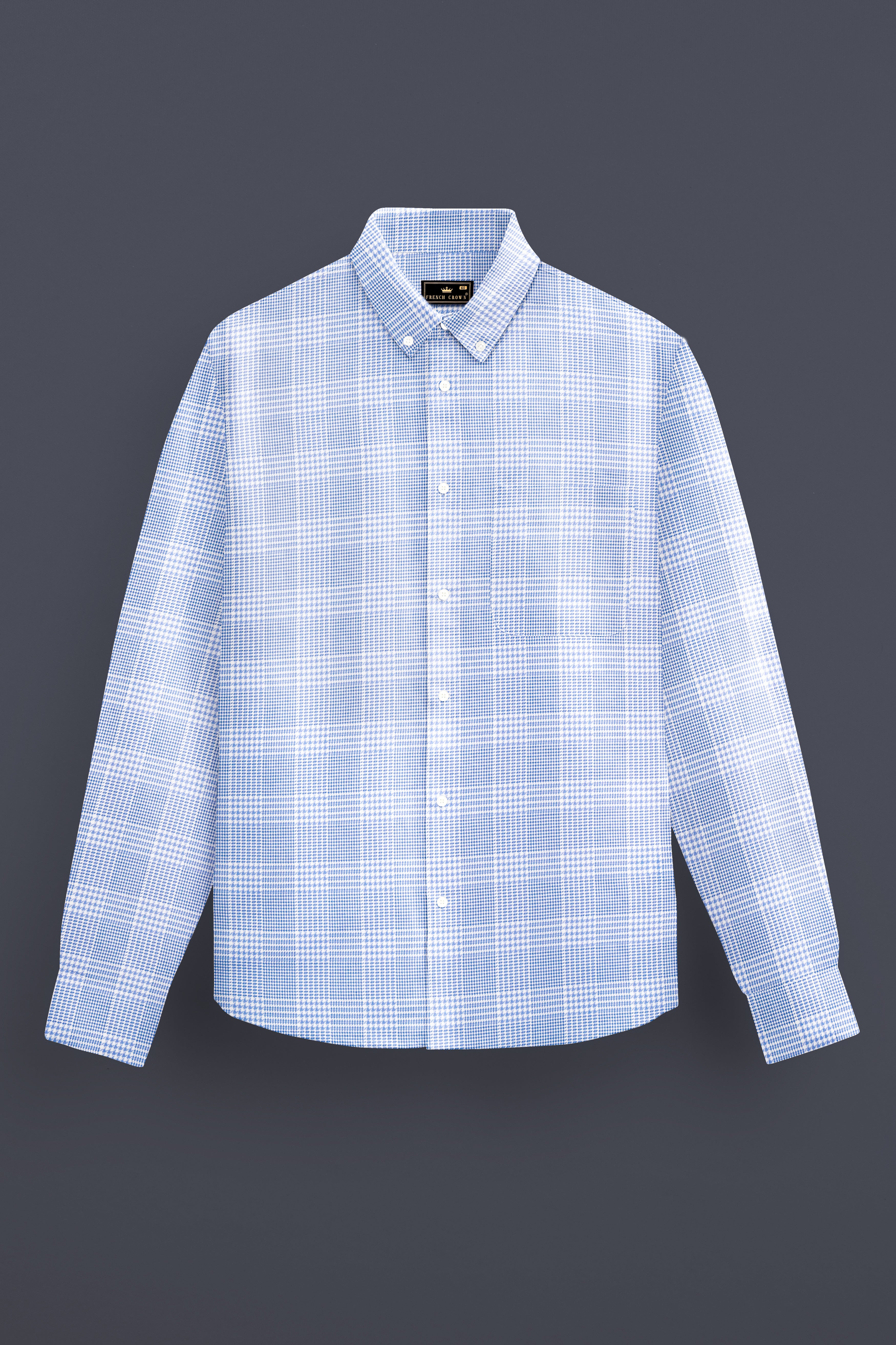 Flyway Blue Plaid Jacquard Textured Premium Cotton Shirt