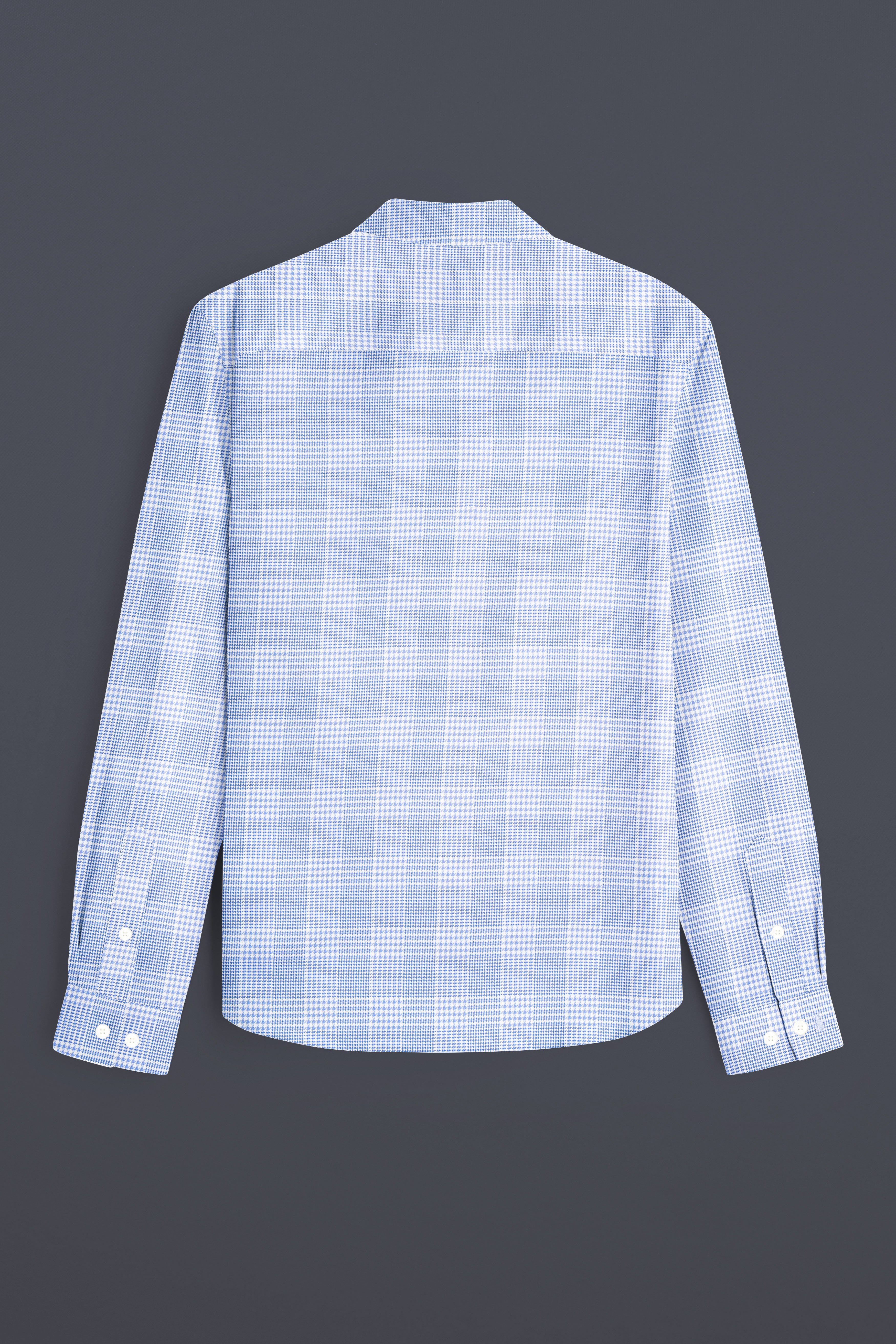 Flyway Blue Plaid Jacquard Textured Premium Cotton Shirt