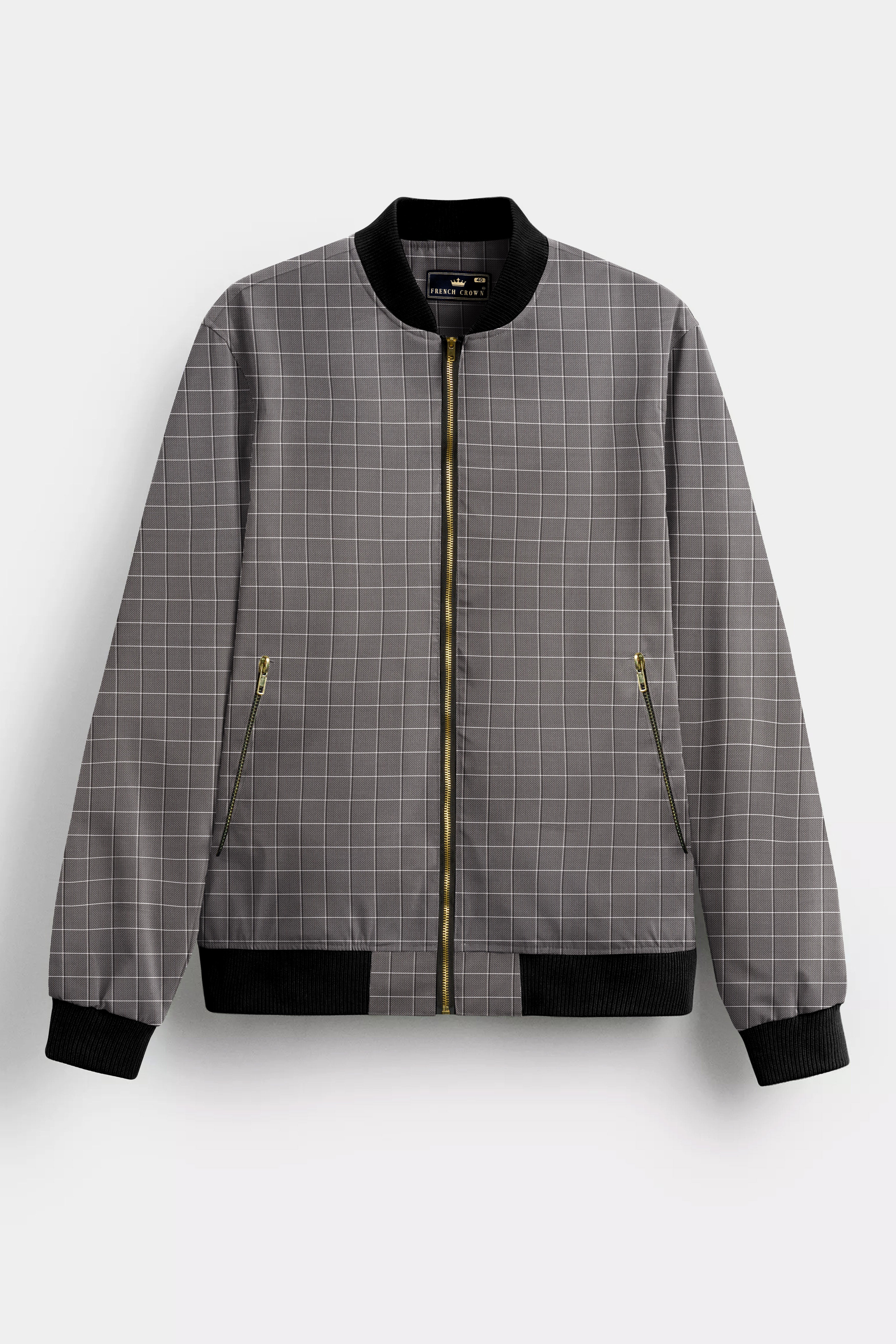 Friar Gray Plaid Wool Rich Bomber Jacket