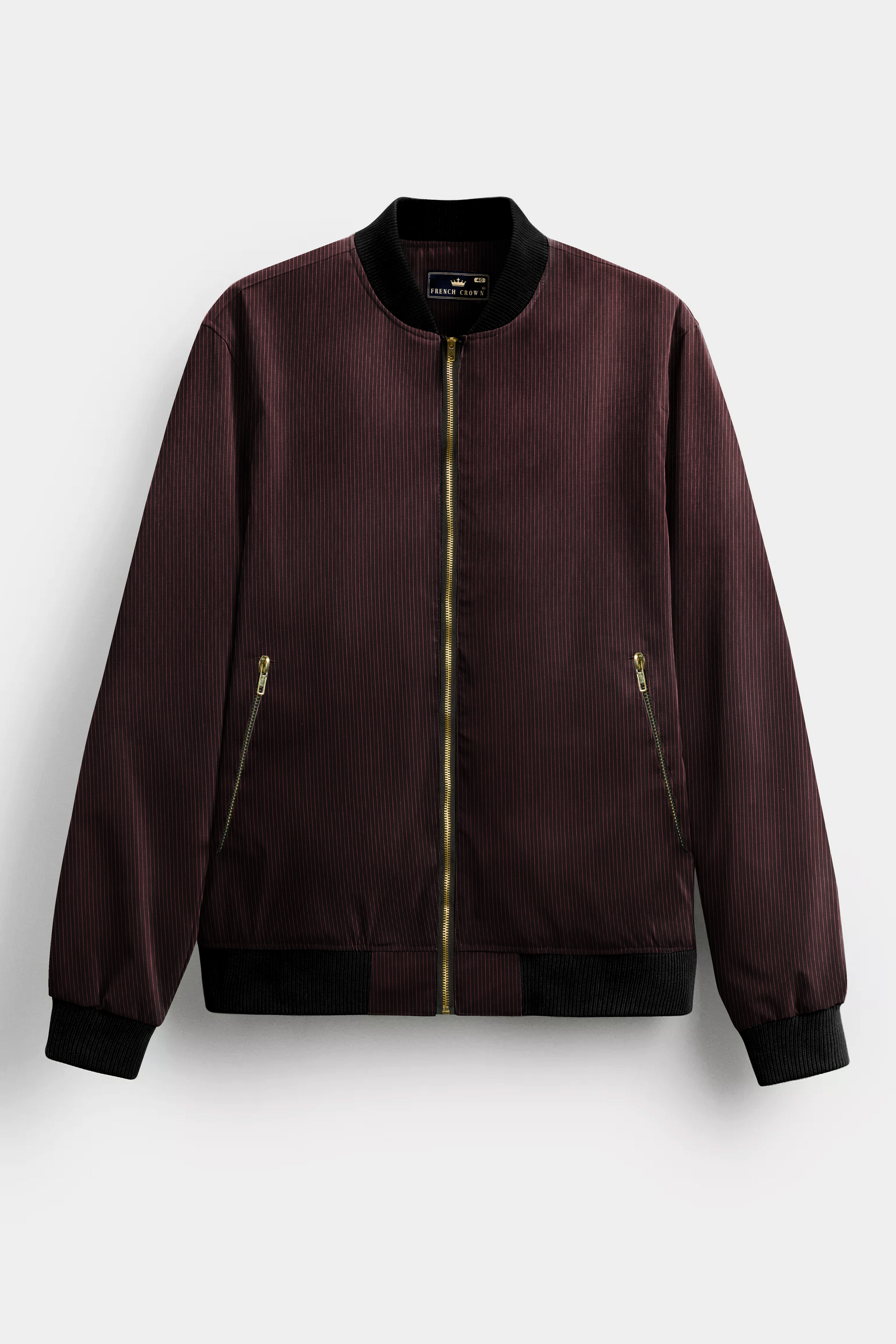 English Walnut Red Stripes Premium Wool Rich Bomber Jacket