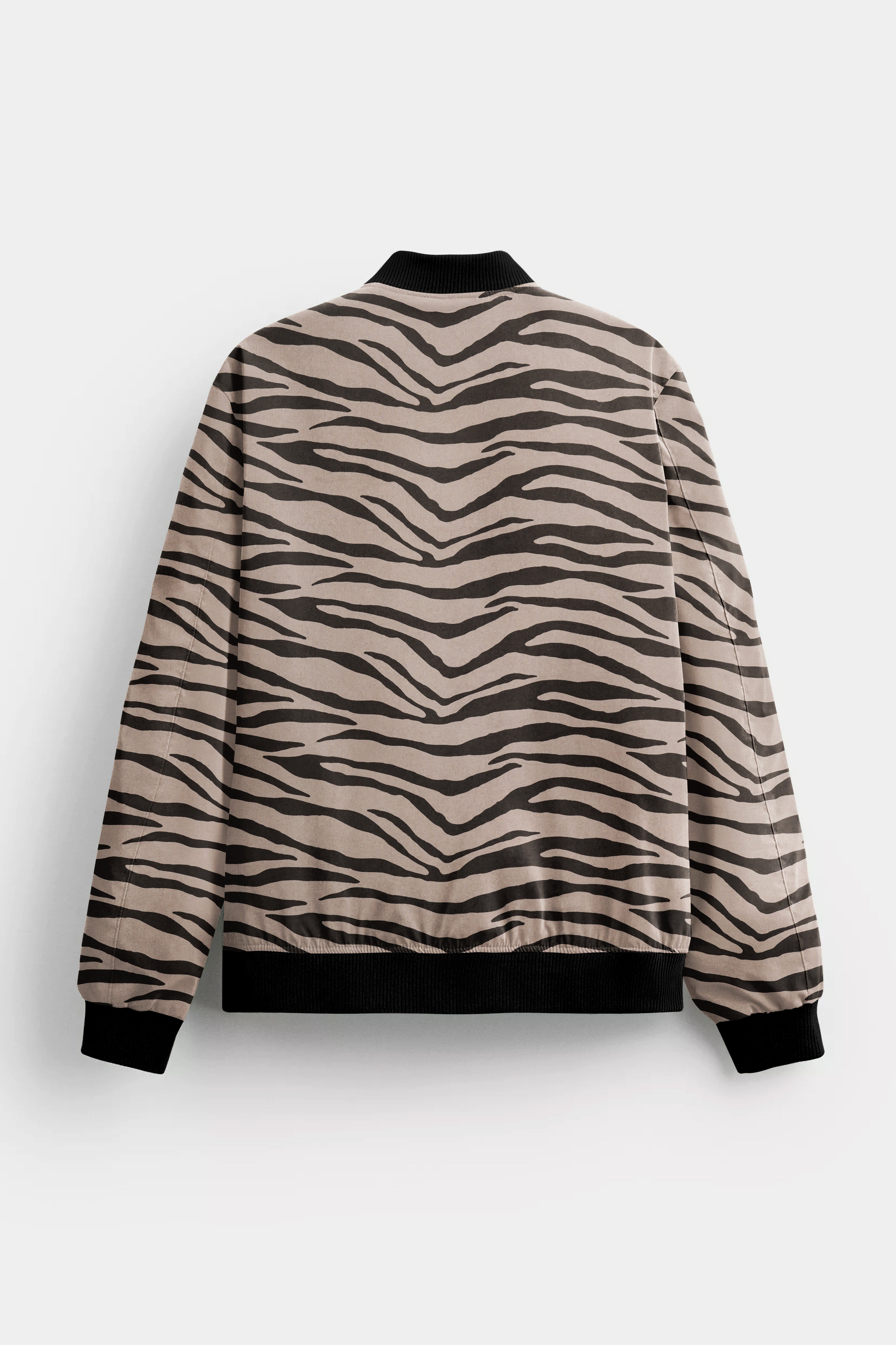 Silk Cream And Zeus Brown Animal Printed Corduroy Premium Cotton Bomber Jacket