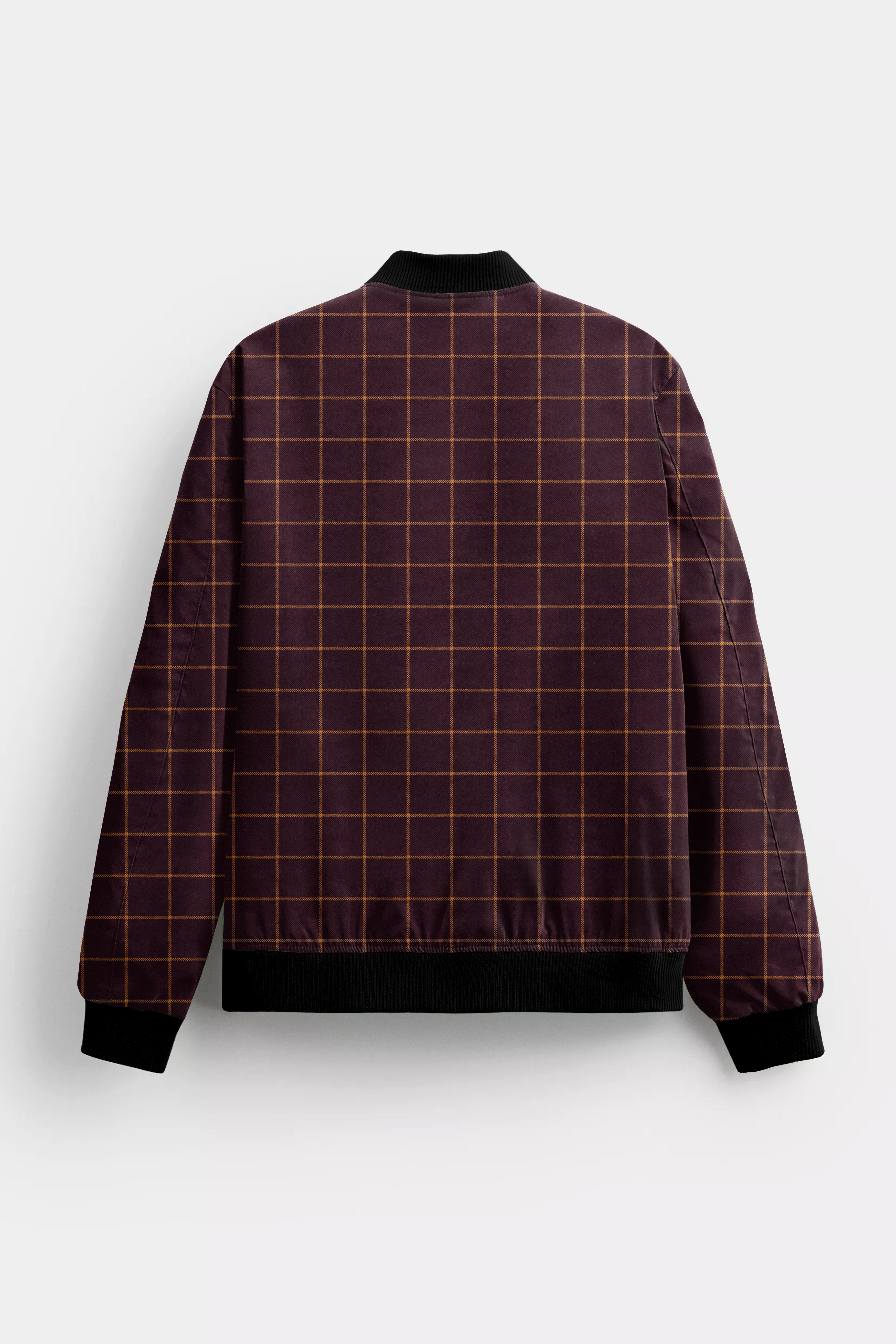 Zambezi Wine windowpane Wool Rich Bomber Jacket