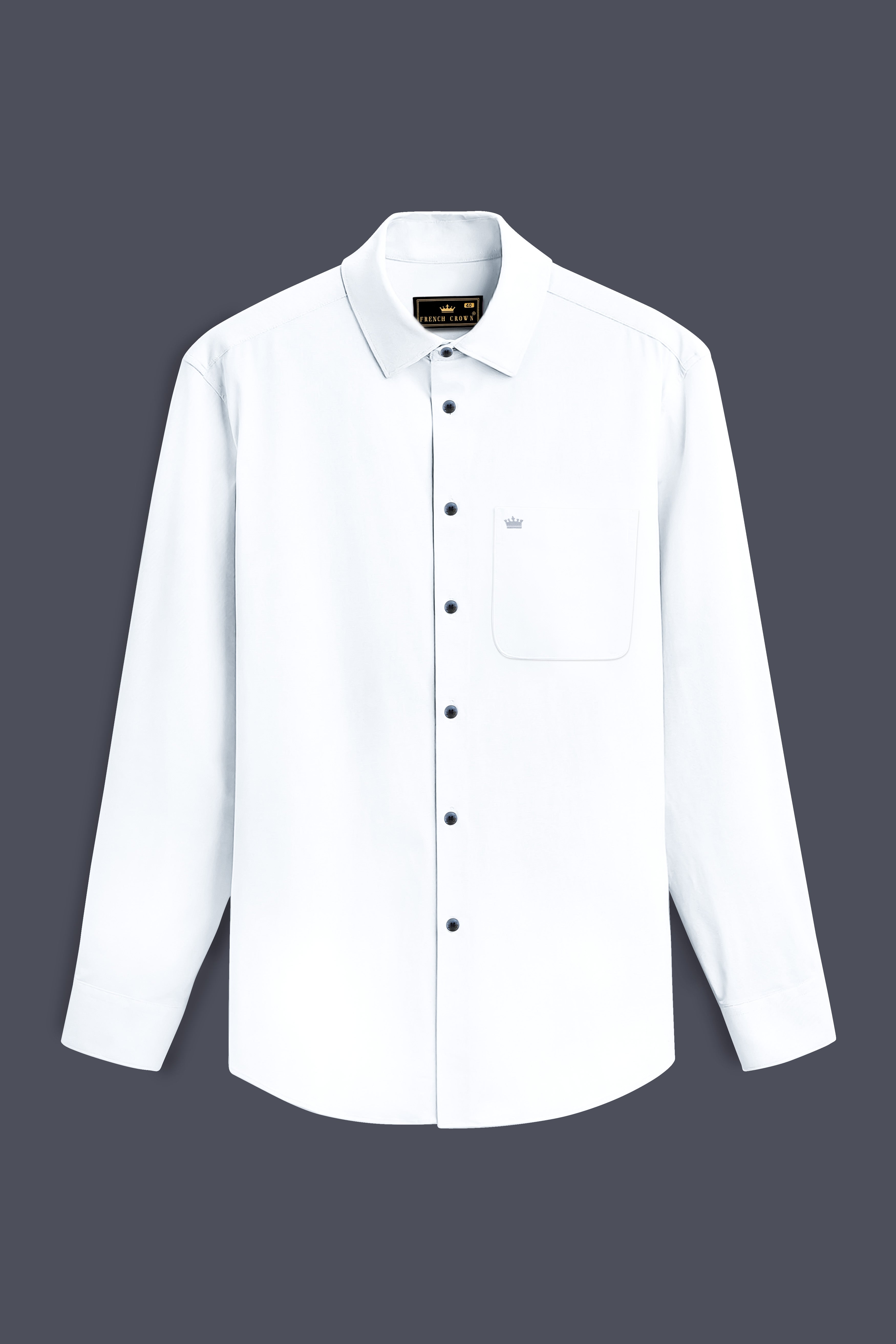 Bright White Solid Twill Premium Cotton Shirt