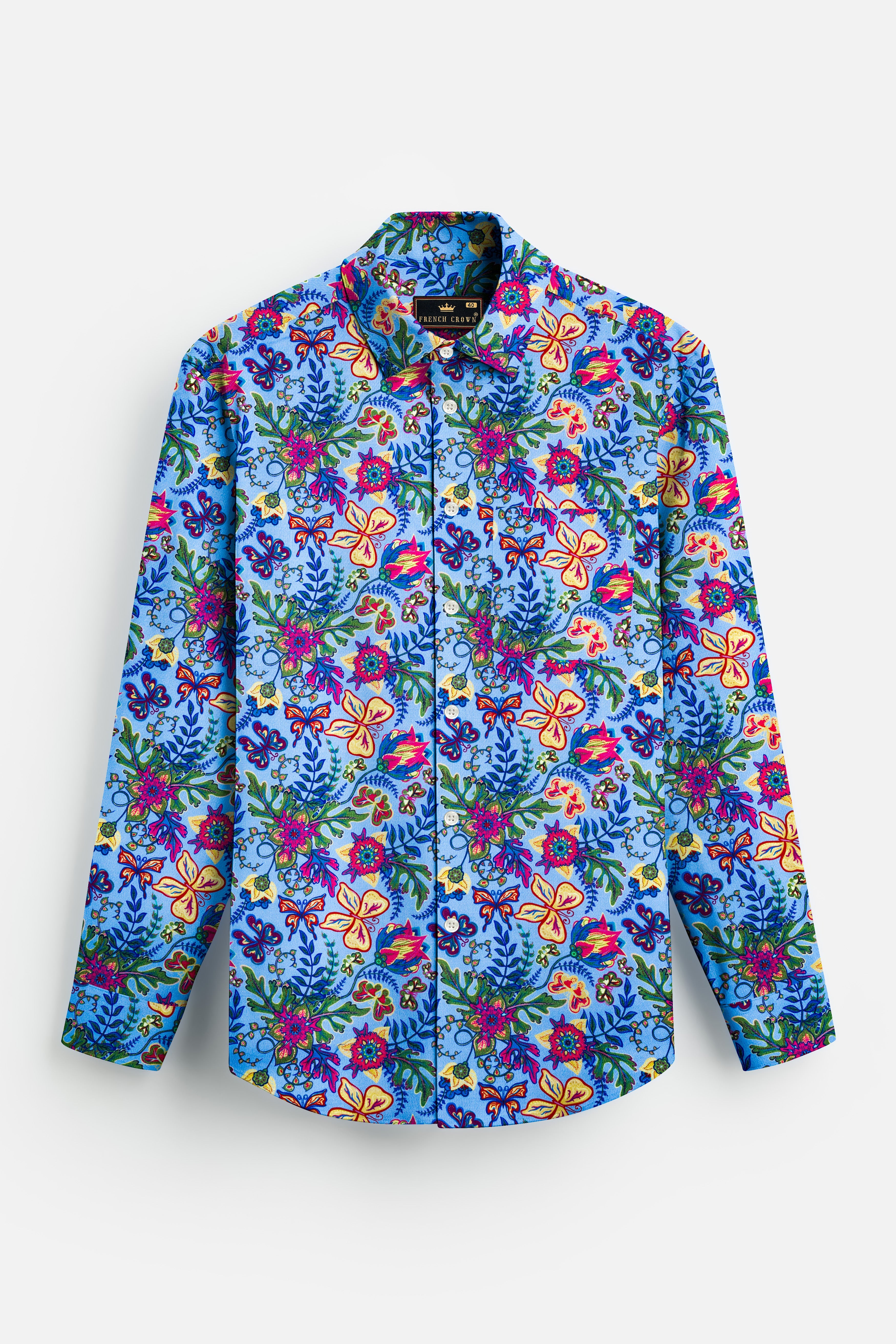 Cornflower Blue And Cabaret Red Multi Colour Subtle Sheen Super Soft Premium Cotton Shirt