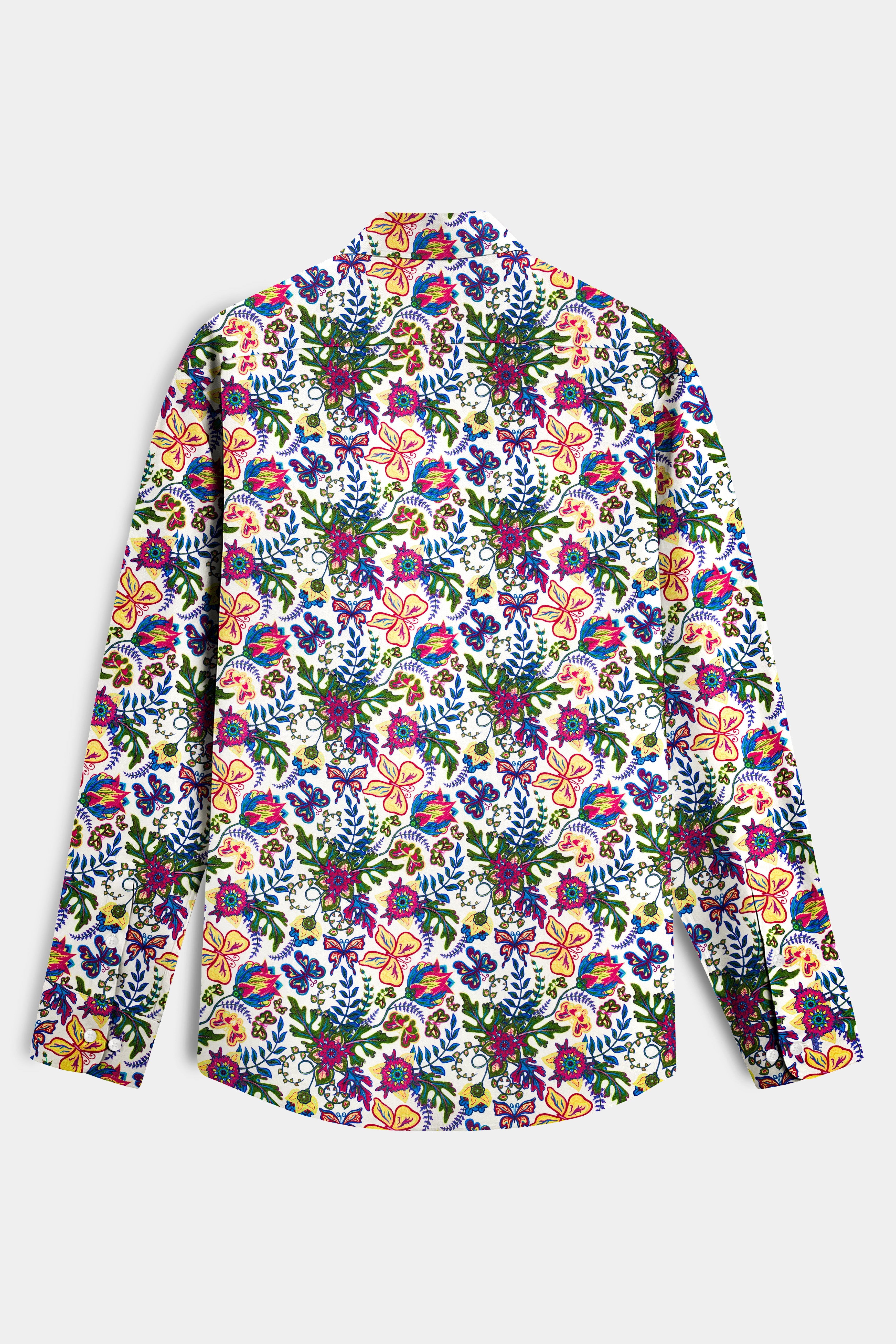 Spring Cream And Tacha Yellow Multi Colour Flower Printed Super Soft Premium Cotton Shirt