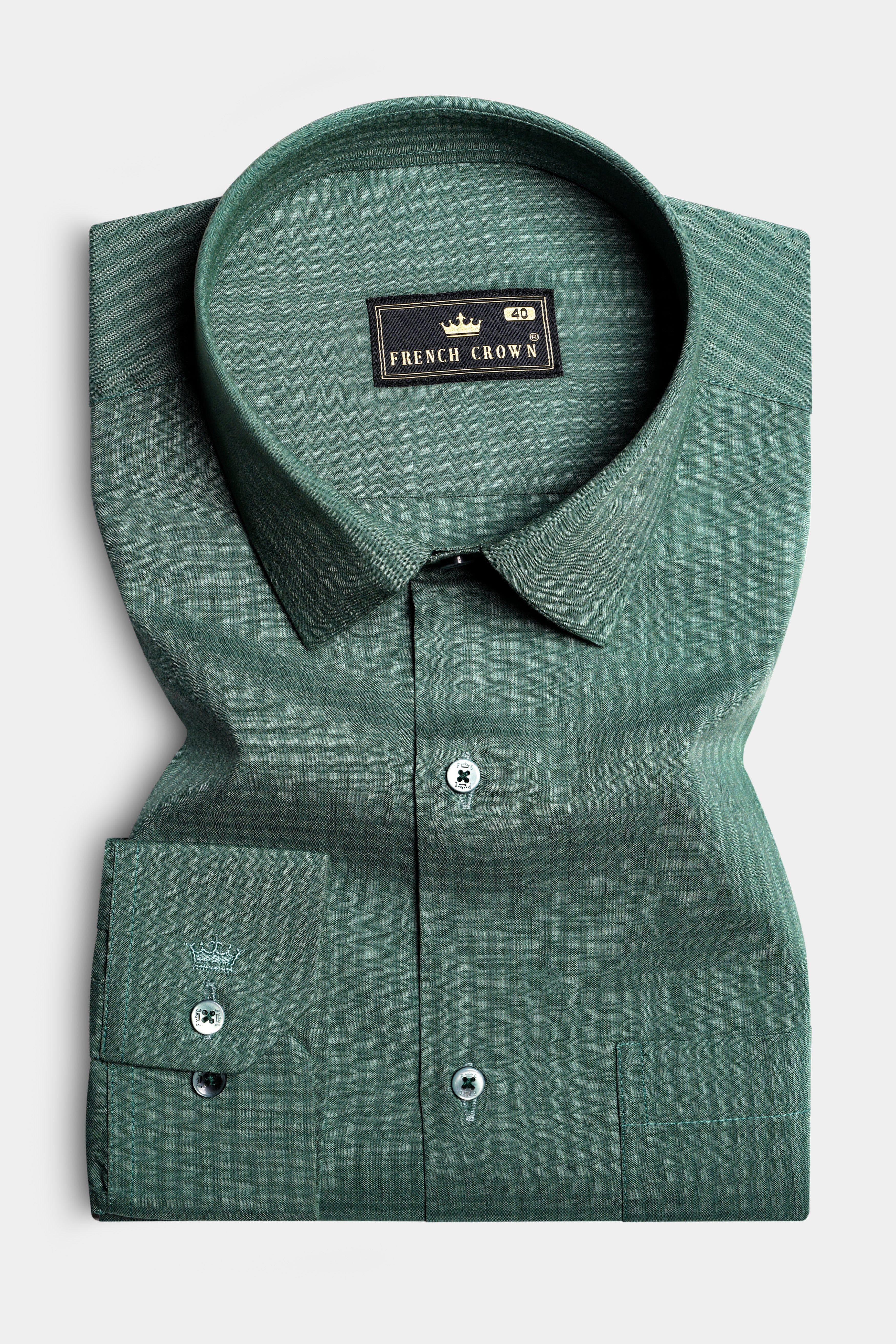 Hazel Green Gingham Checked Premium Cotton Shirt