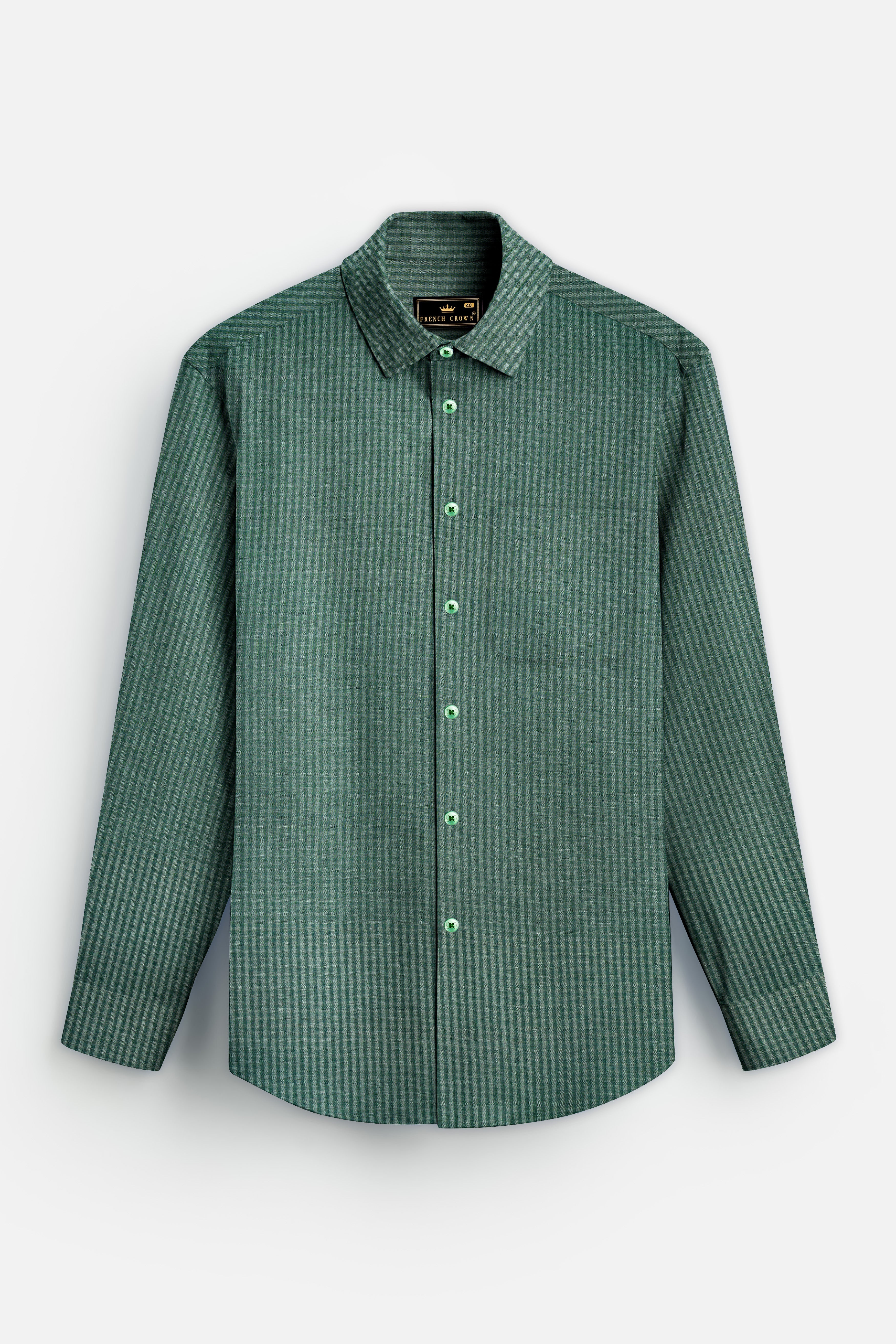 Hazel Green Gingham Checked Premium Cotton Shirt