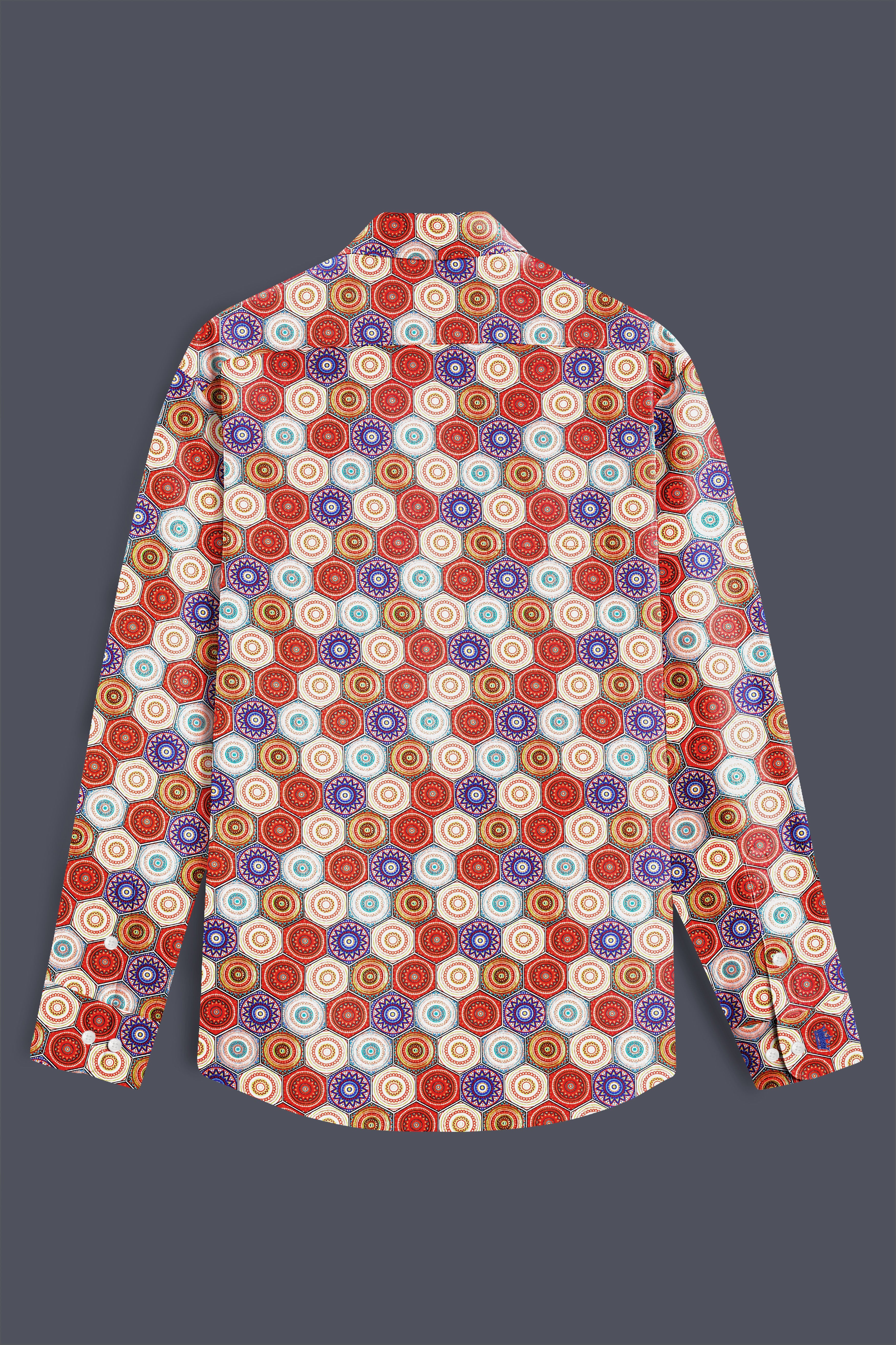 Mojo Red And Catalina Blue Multicolour Bohemian Printed Super Soft Premium Cotton Shirt