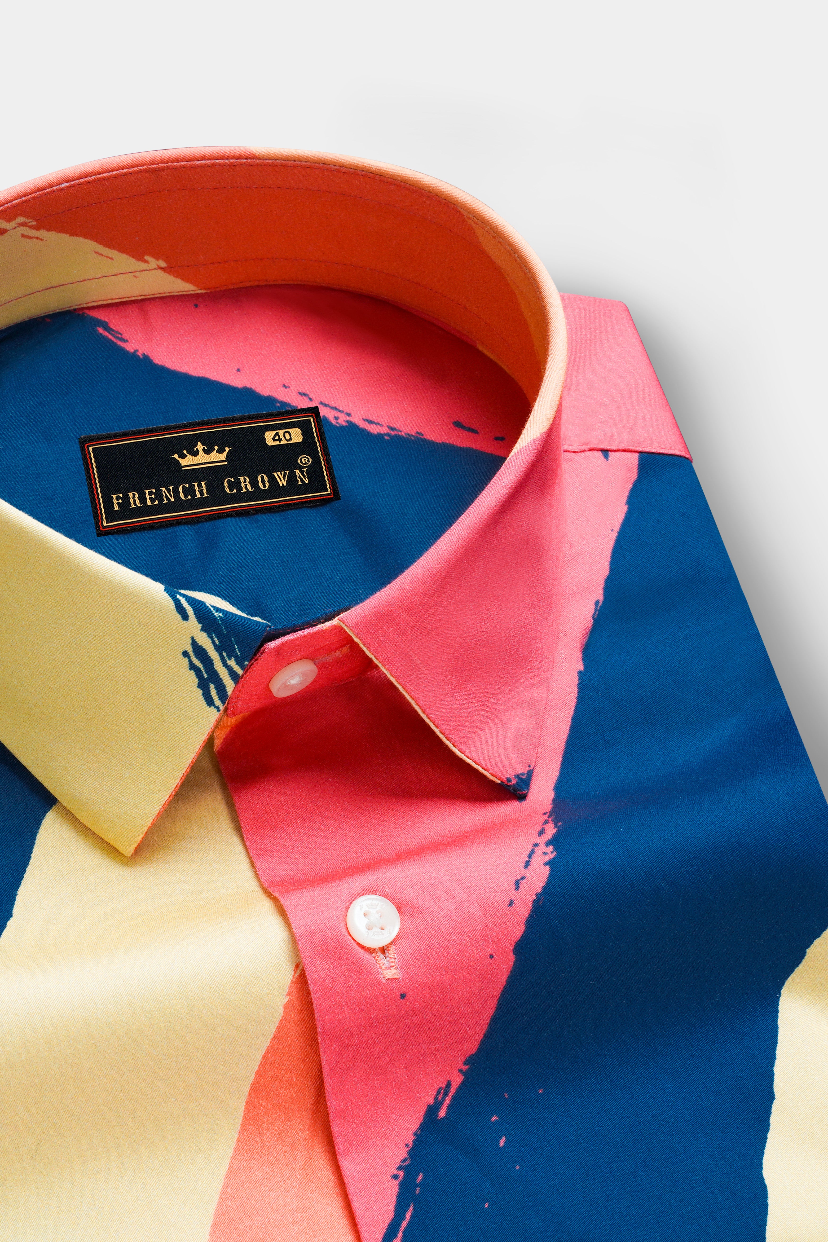 Geraldine Pink And Mania Cream Multi Colour Diagonal Stripes Super Soft Premium Cotton Shirt