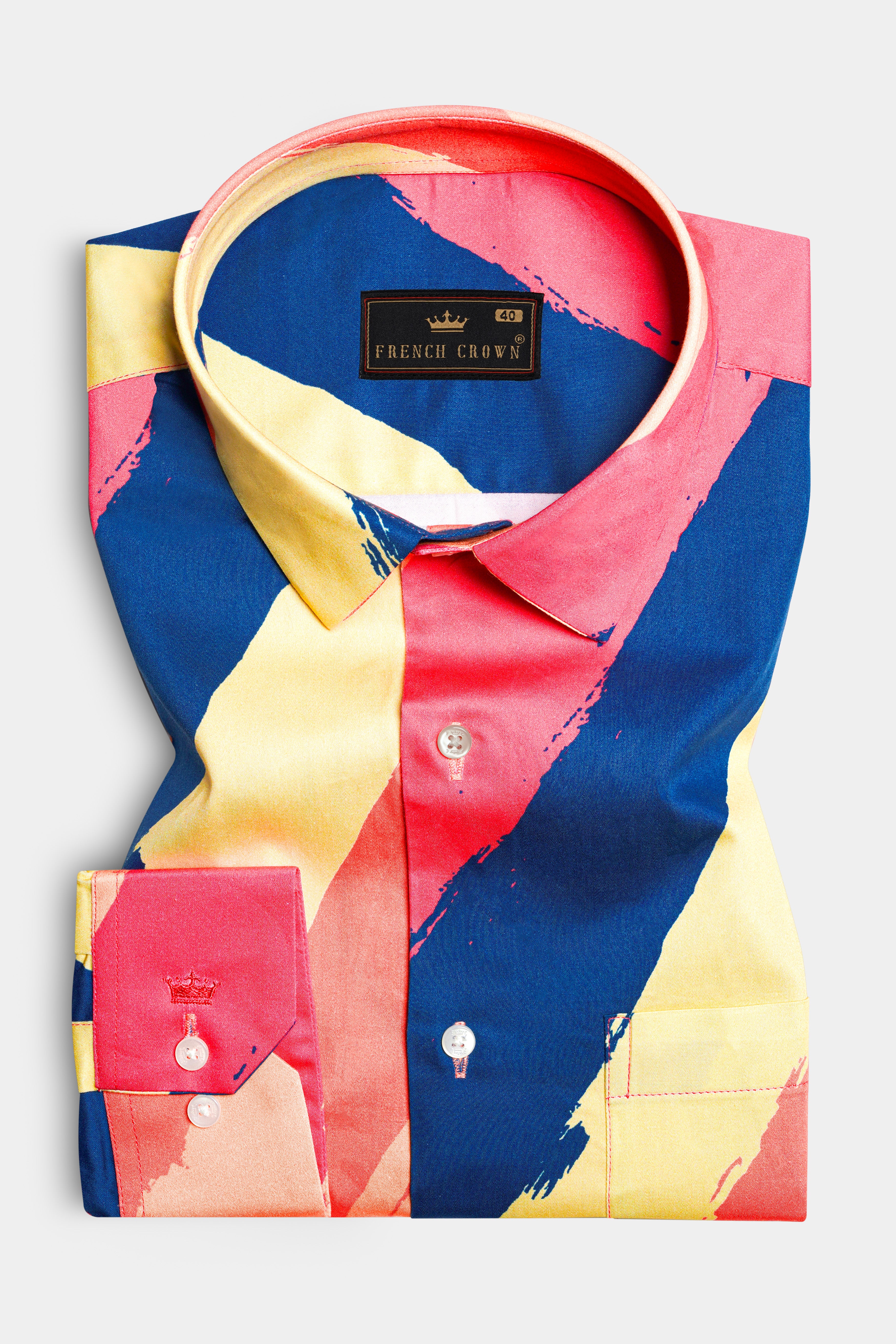 Geraldine Pink And Mania Cream Multi Colour Diagonal Stripes Super Soft Premium Cotton Shirt