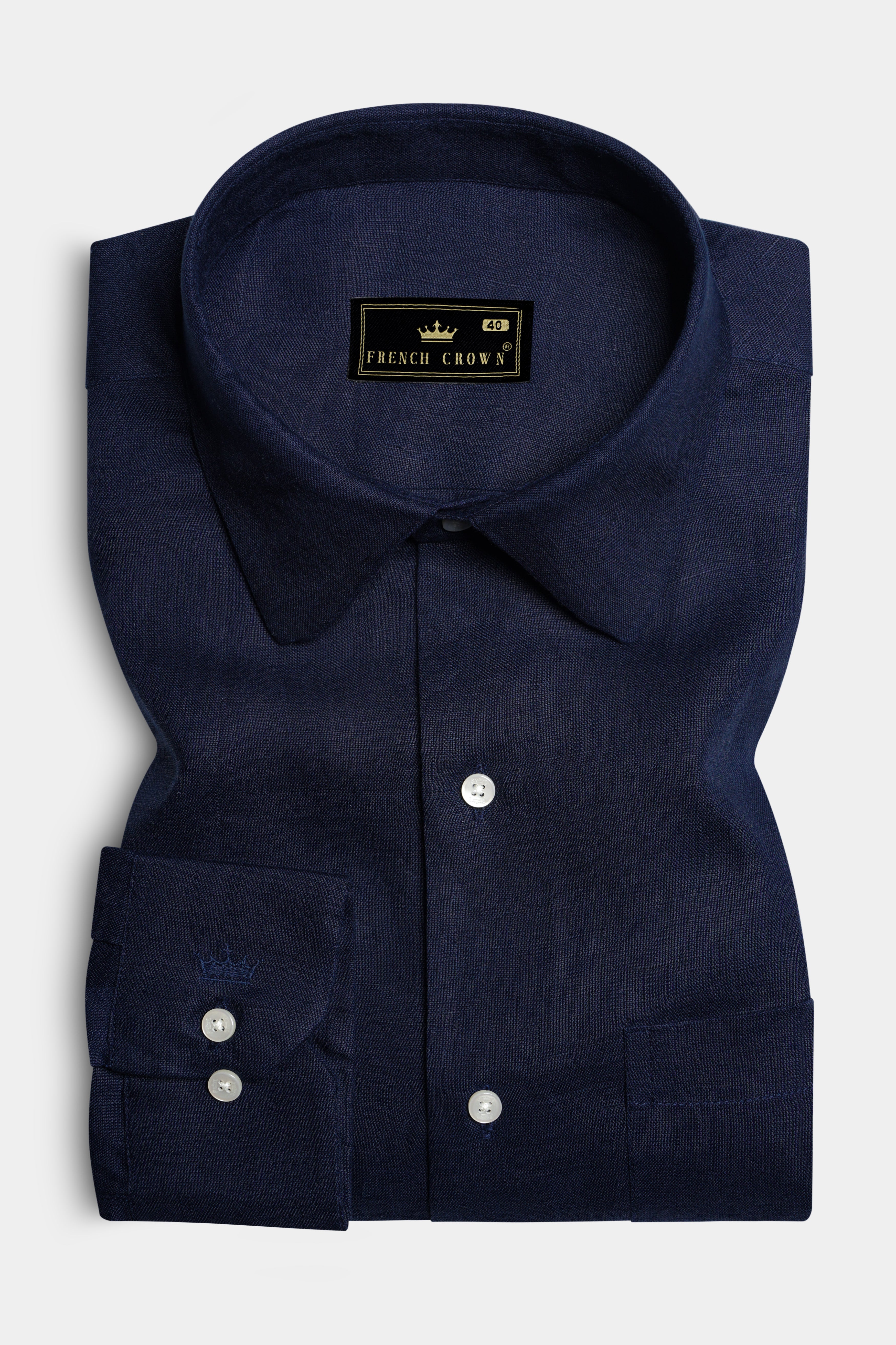 Pumice Blue Solid Premium Luxuries Linen Shirt