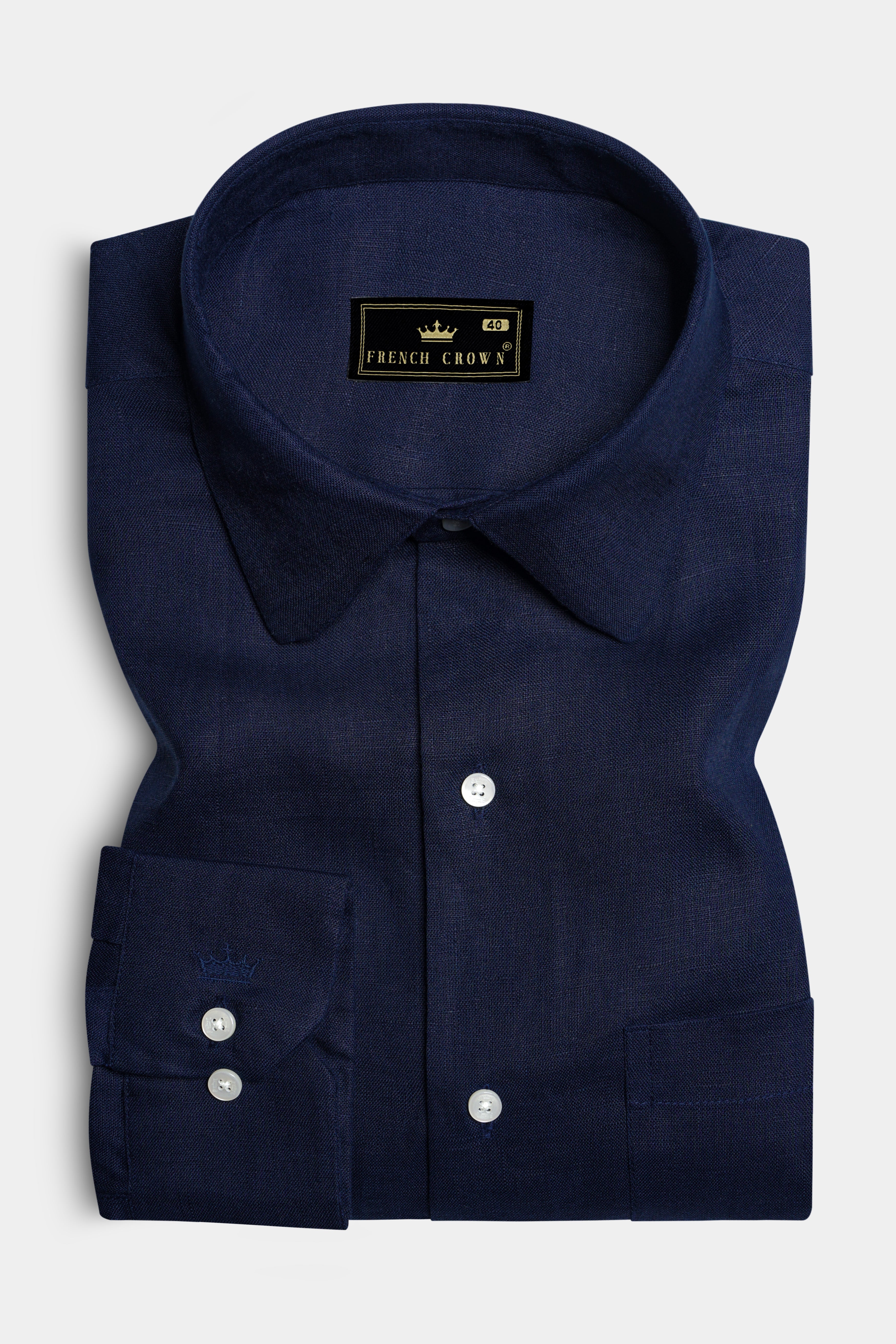 Pumice Blue Solid Premium Luxuries Linen Shirt