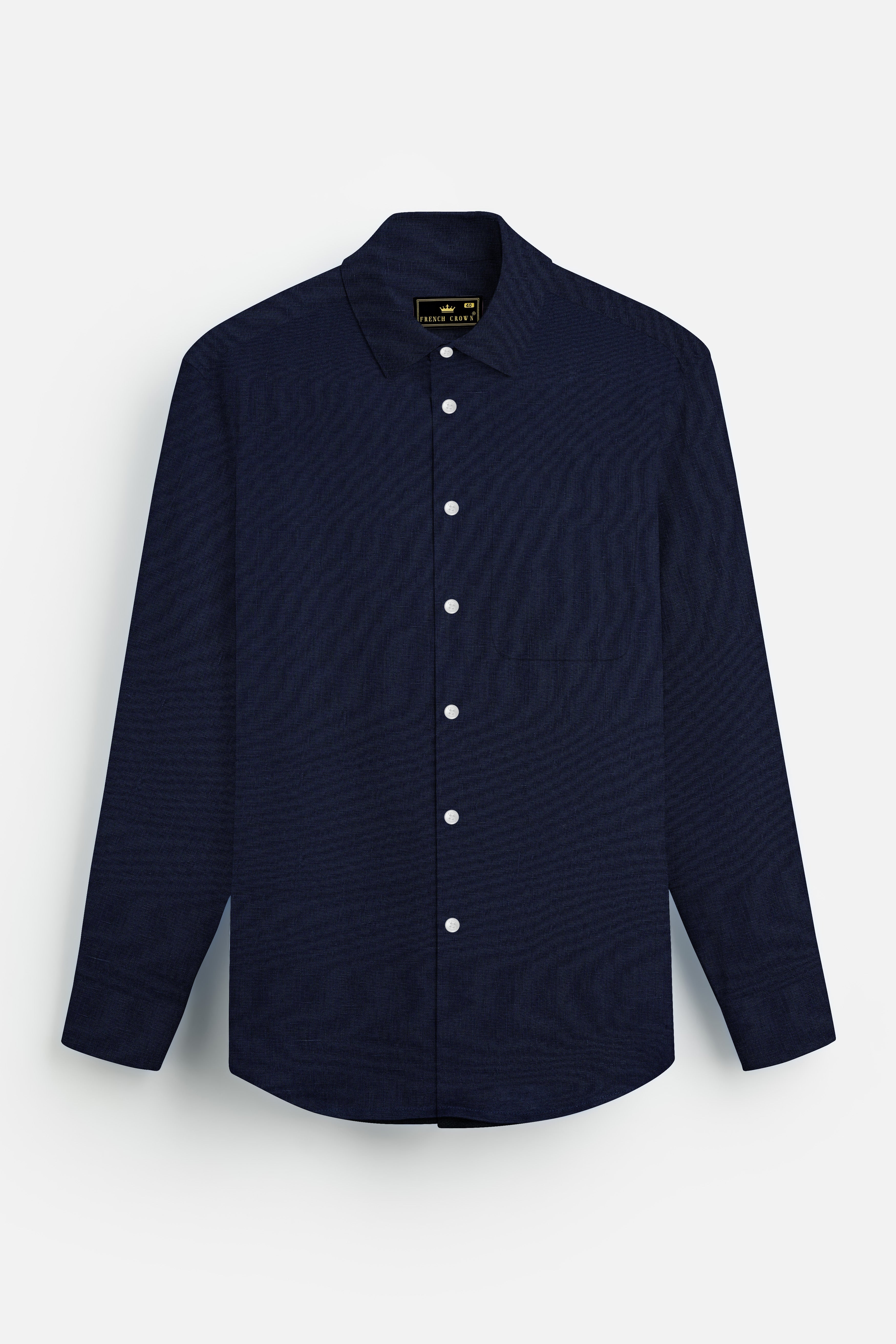 Pumice Blue Solid Premium Luxuries Linen Shirt