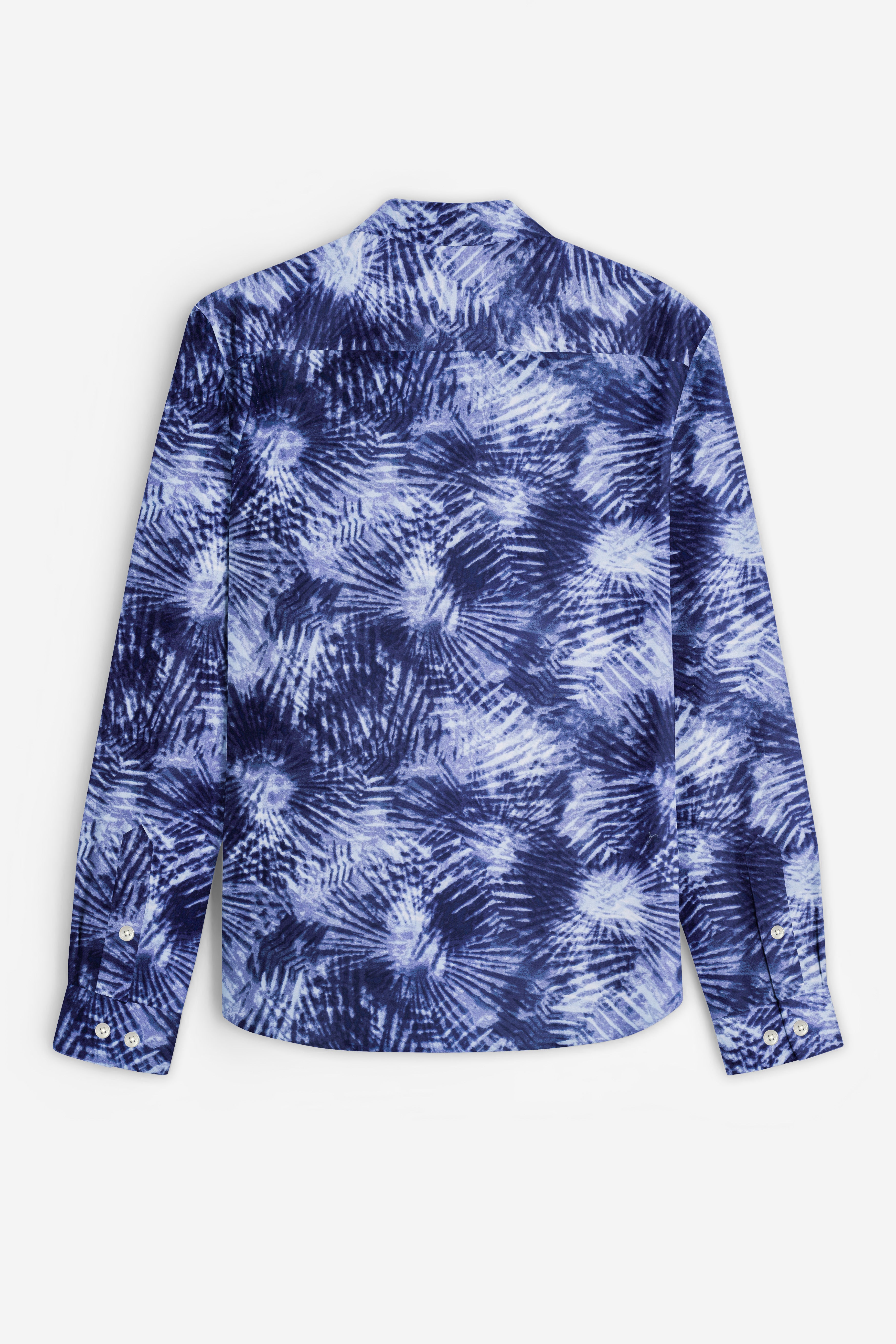 Indigo Blue And Bright White Dry Printed Flannel Cotton Shirt