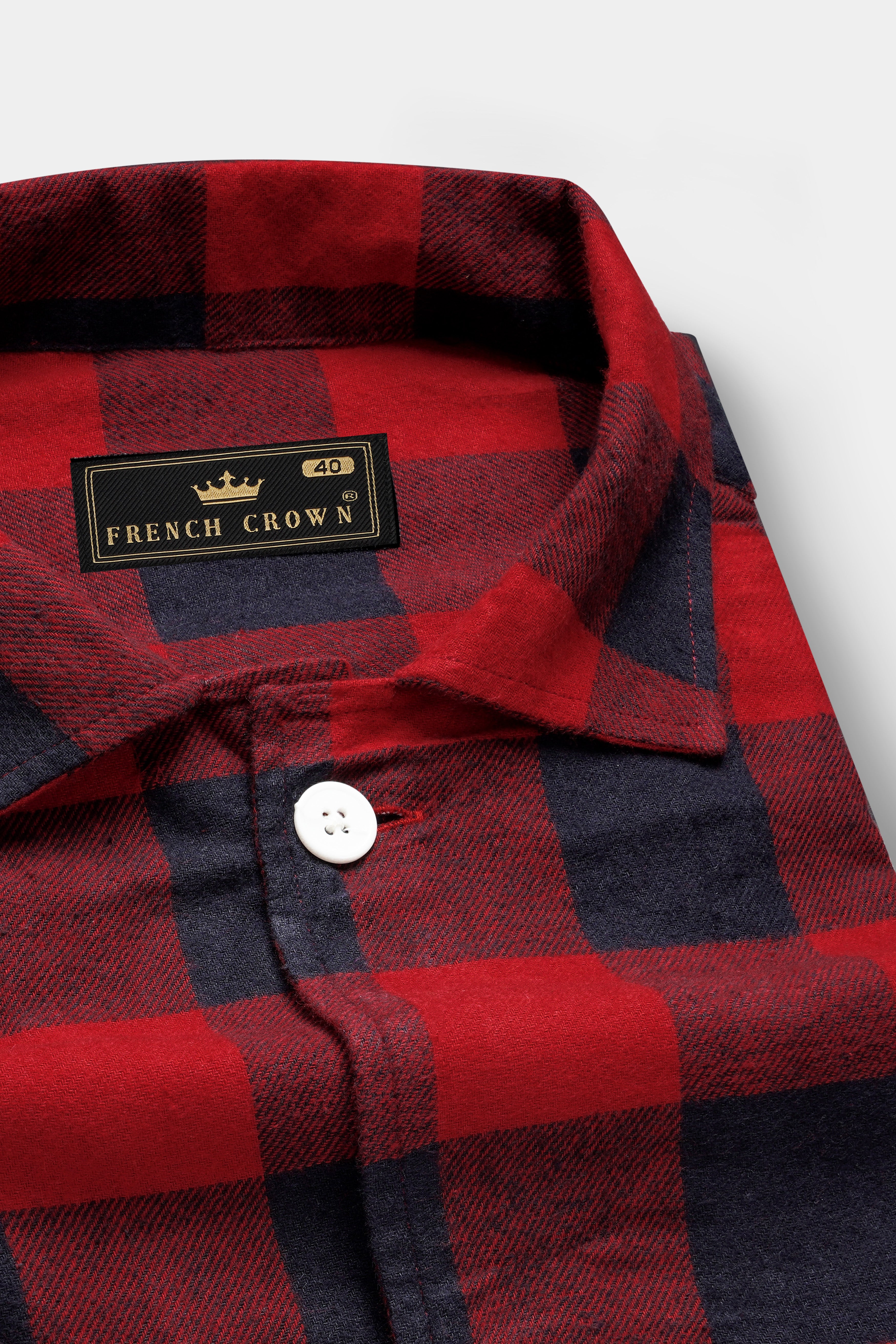 Mexican Red And Abbey Blue Plaid Flannel Premium Cotton Designer Overshirt/shacket