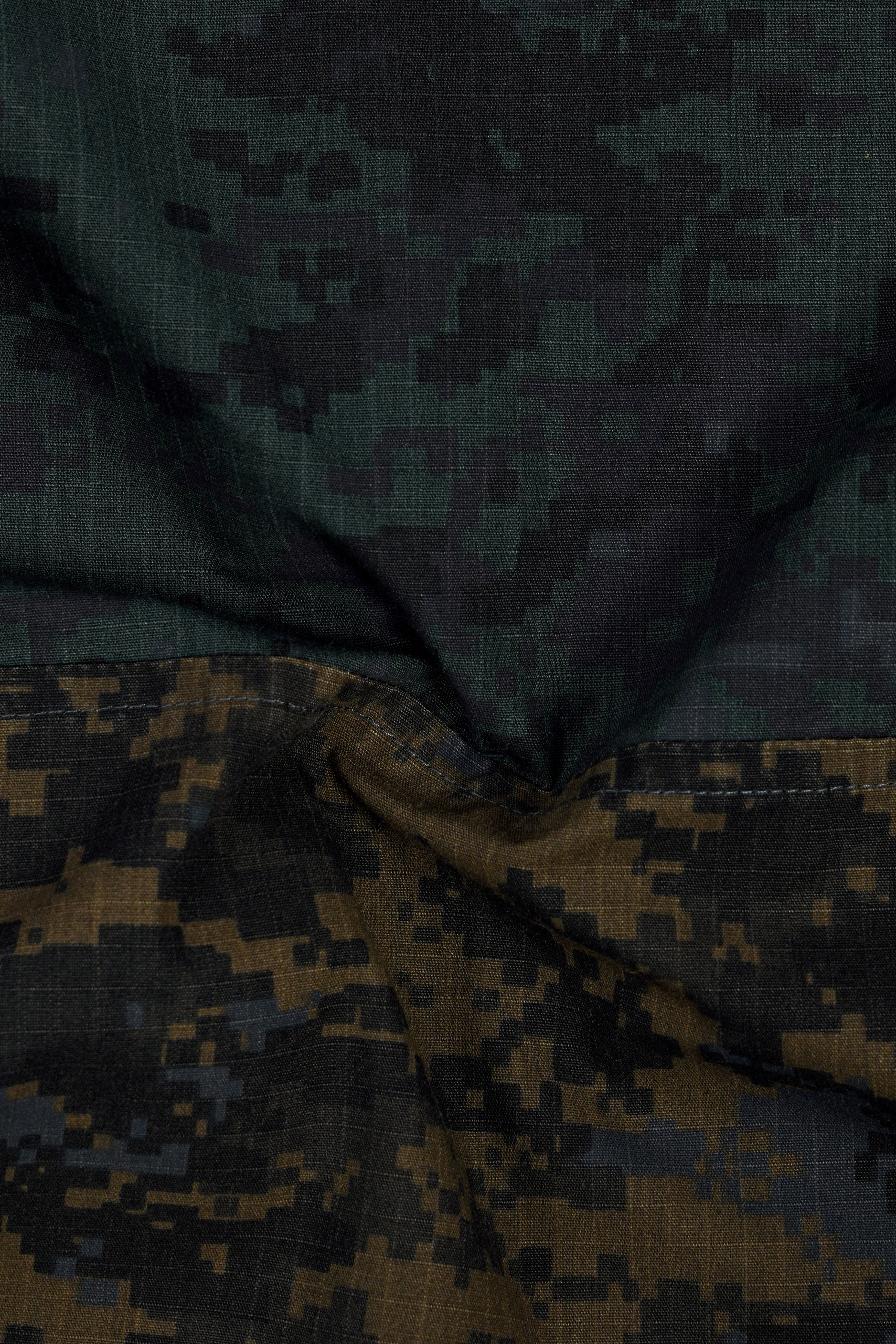 Kaitoke Green And Lisbon Brown Camouflage Military Prints Heavyweight Designer Hoddie with Zipper Closure