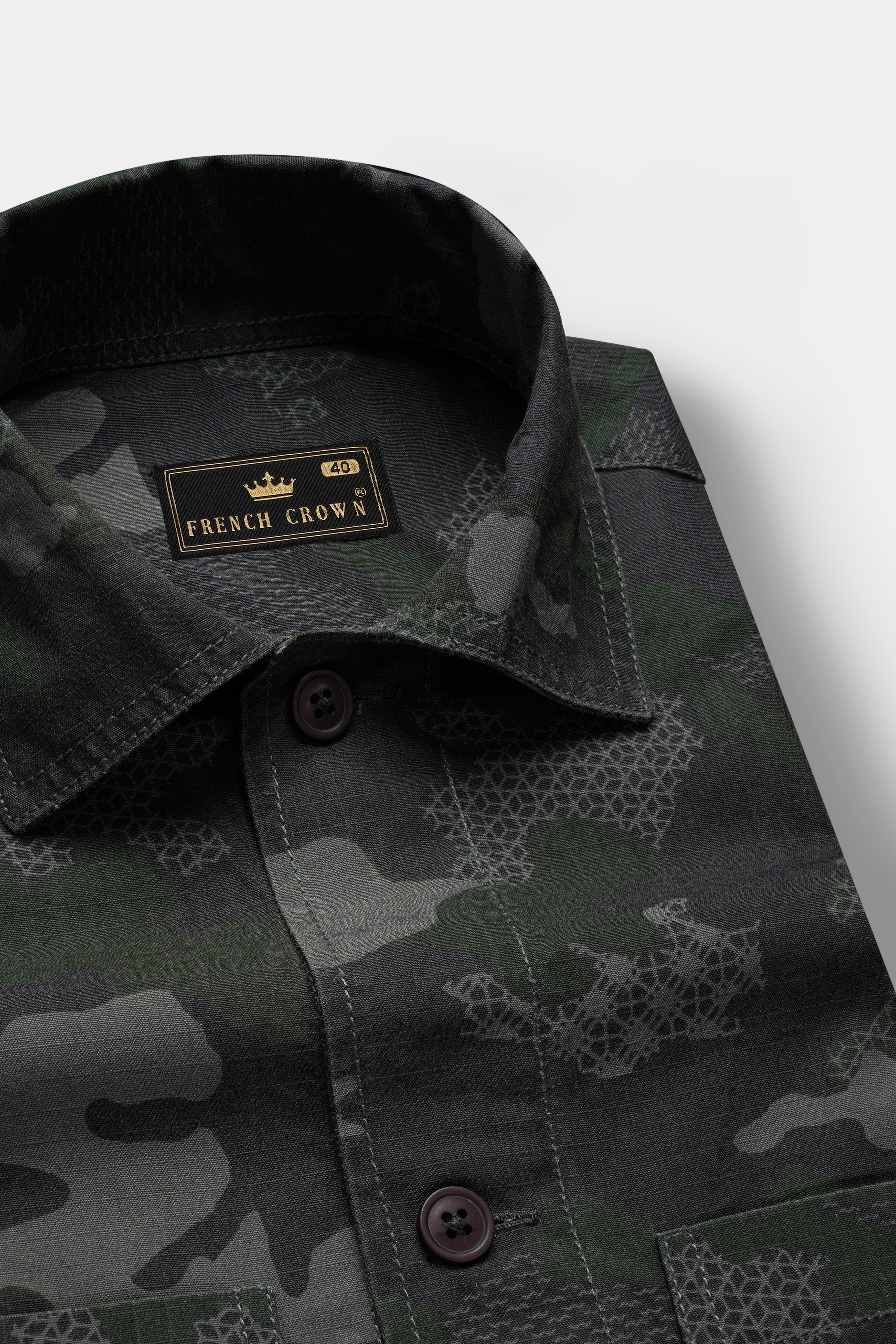 Brich Green And Filnt Gray Camouflage Military Prints Heavyweight Designer Overshirt/shacket