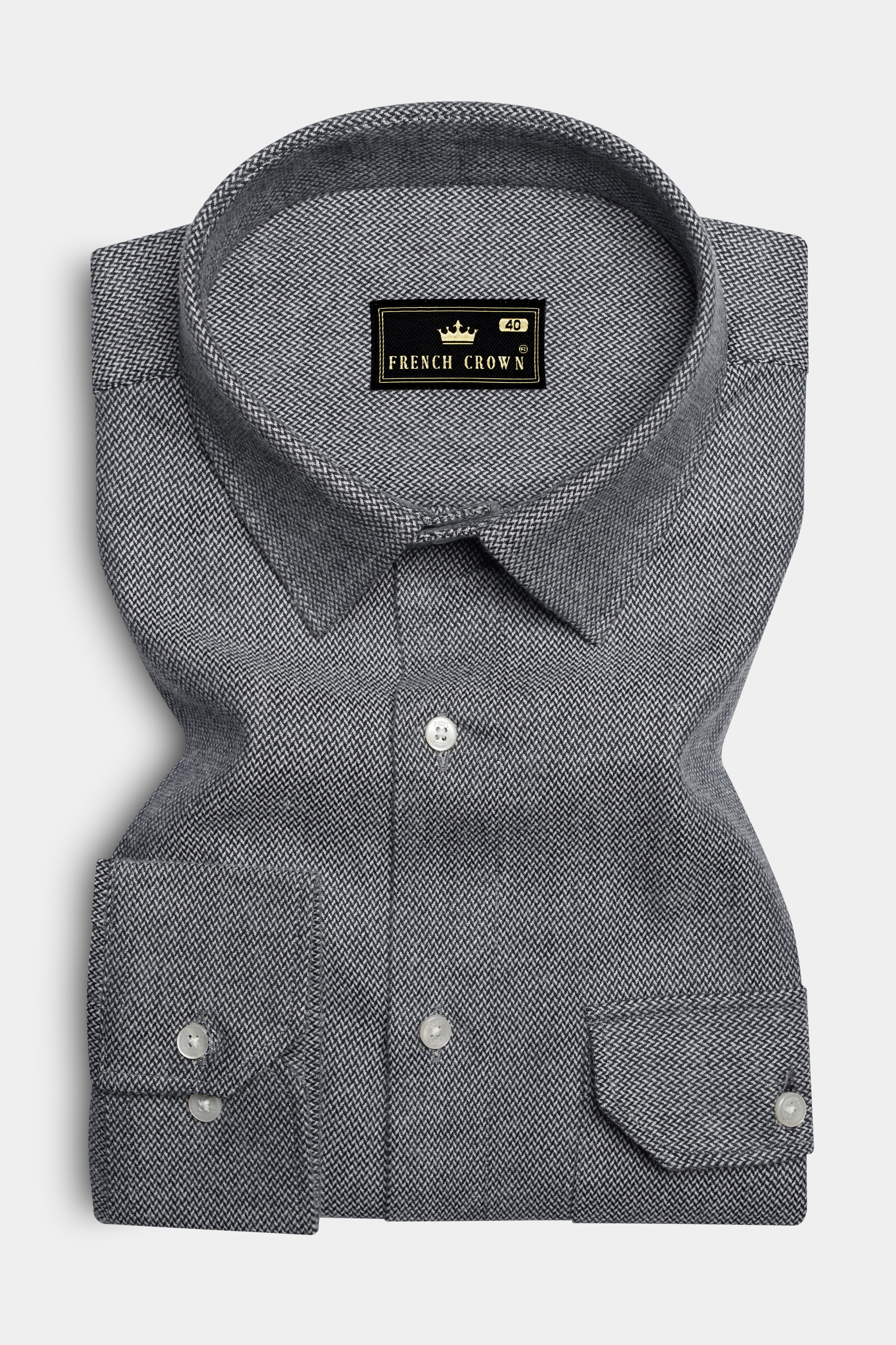 Koala Gray Textured Flannel Premium Cotton Overshirt/shacket